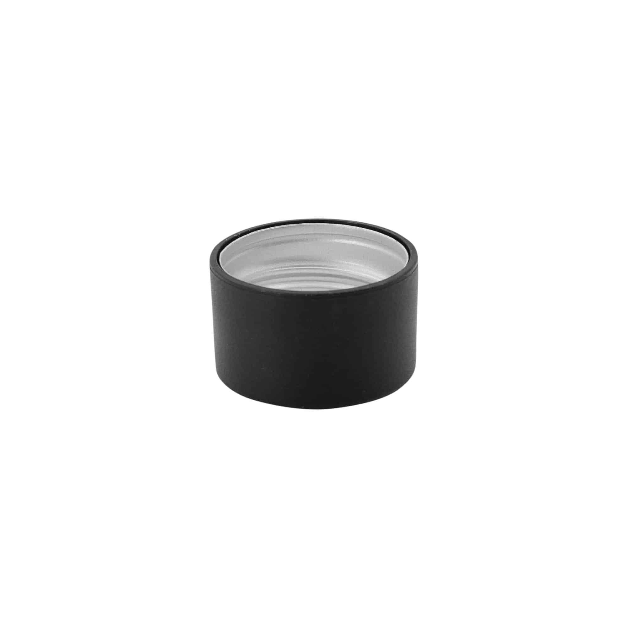 Zatvarač na navoj, metal-plastika, crni, za otvor: PP 28