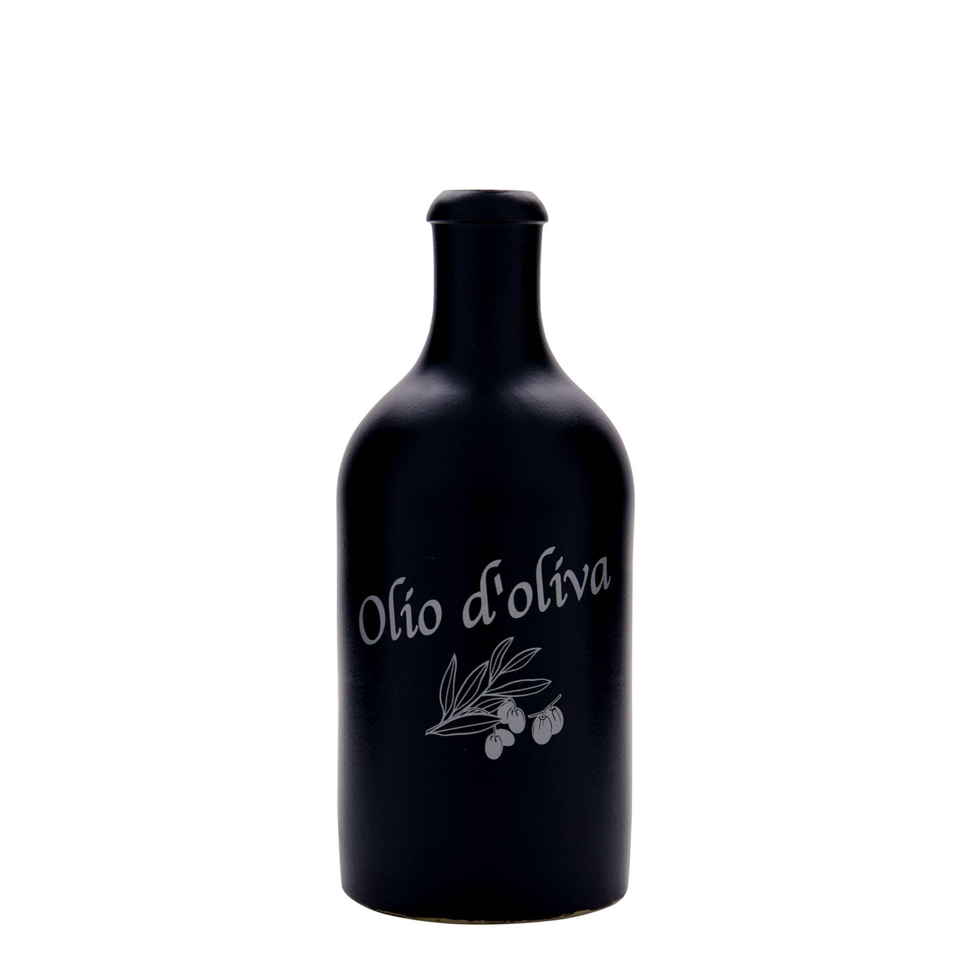 500 ml glineni vrč, motiv: maslinovo ulje, kamenina, crna, grlo: pluta
