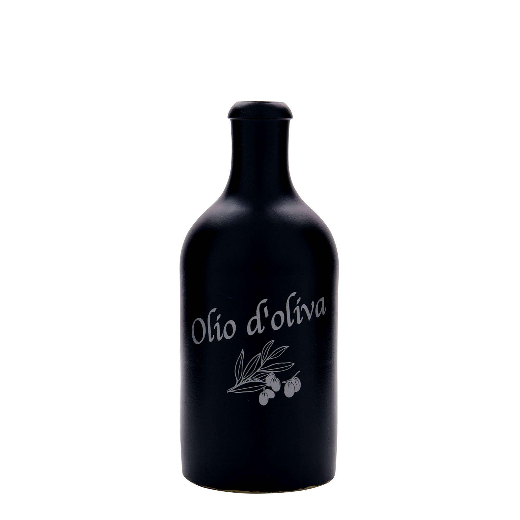500 ml glineni vrč, motiv: maslinovo ulje, kamenina, crna, grlo: pluta
