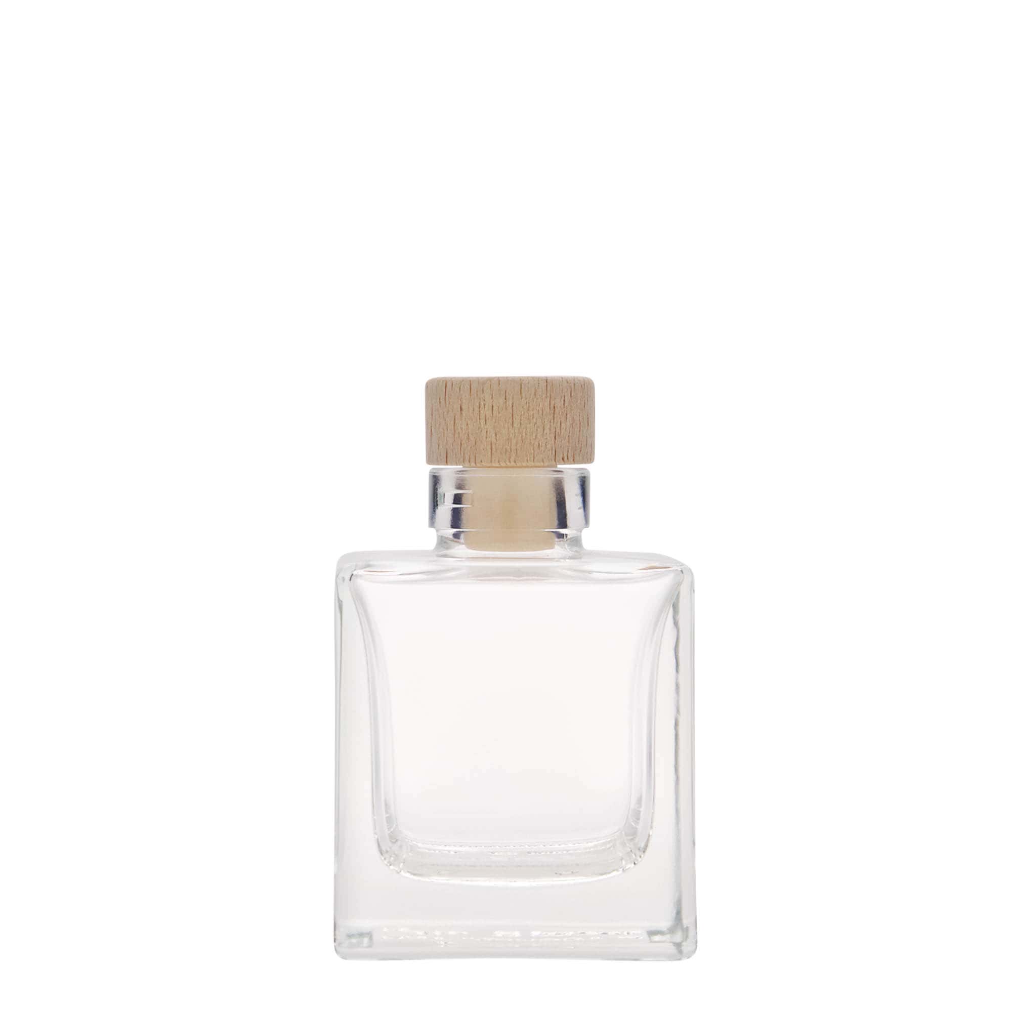 100 ml staklena boca „Cube“, kvadratna, grlo: plut