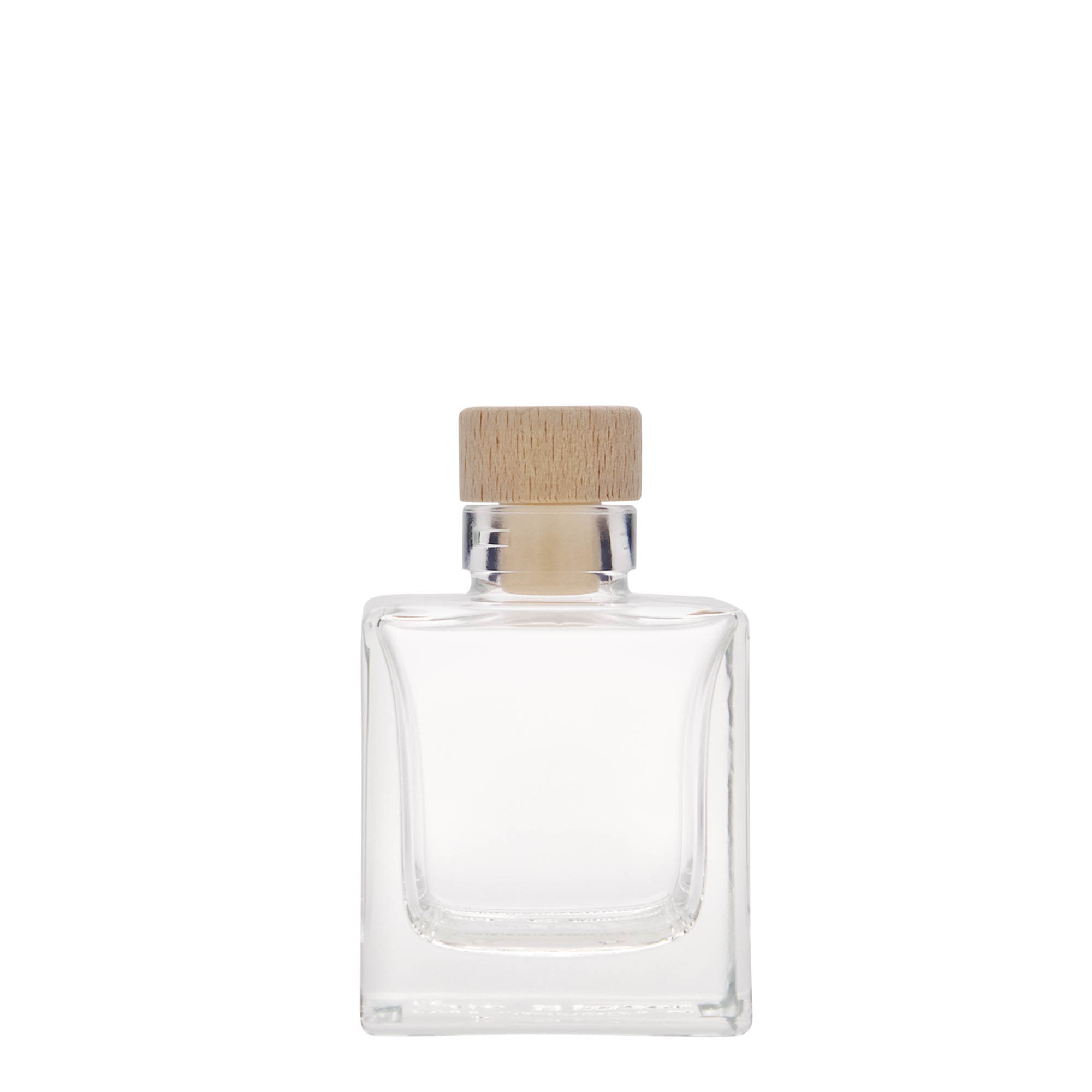 100 ml staklena boca „Cube“, kvadratna, grlo: plut
