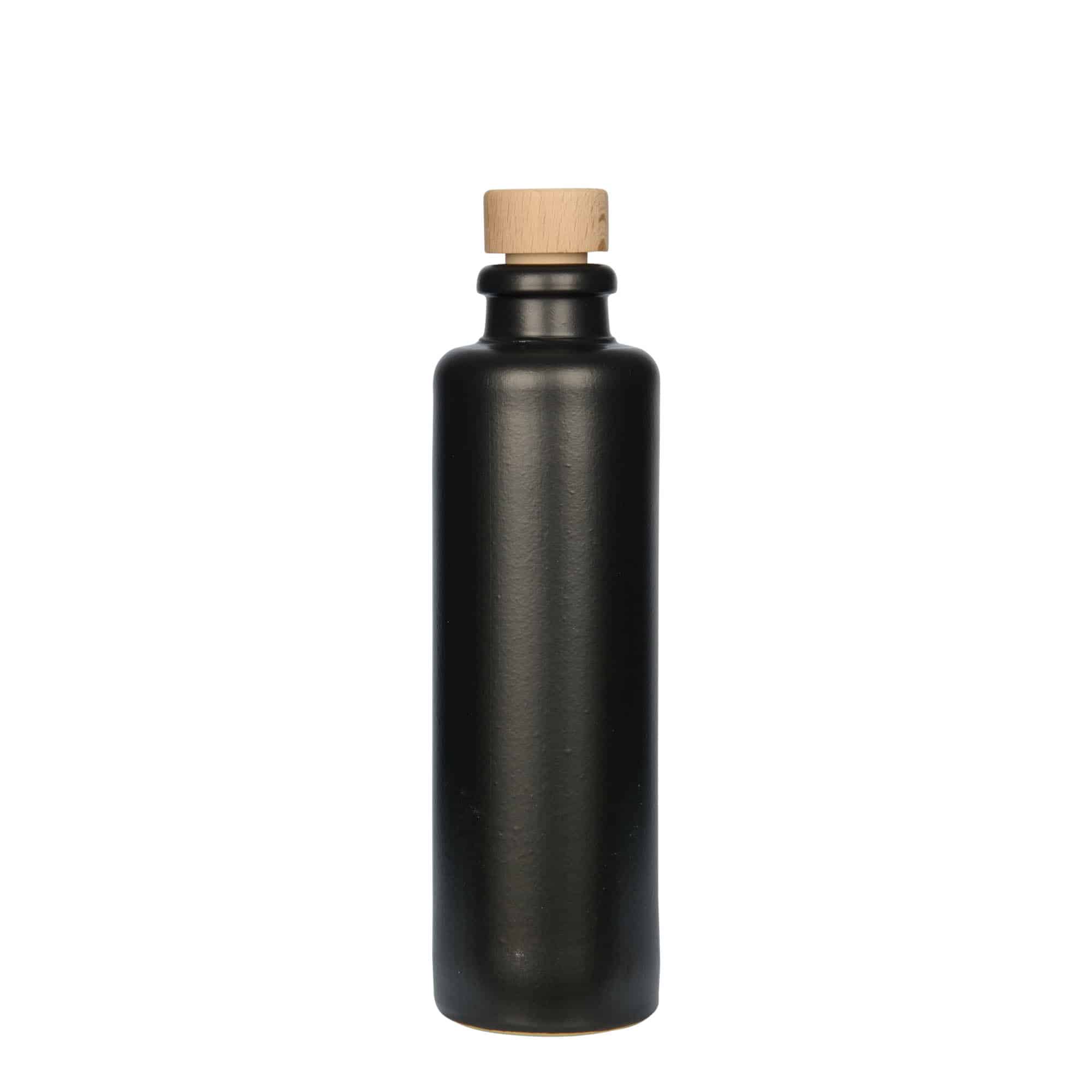 200 ml vrč za glinu, kamenina, crni, otvor: pluta