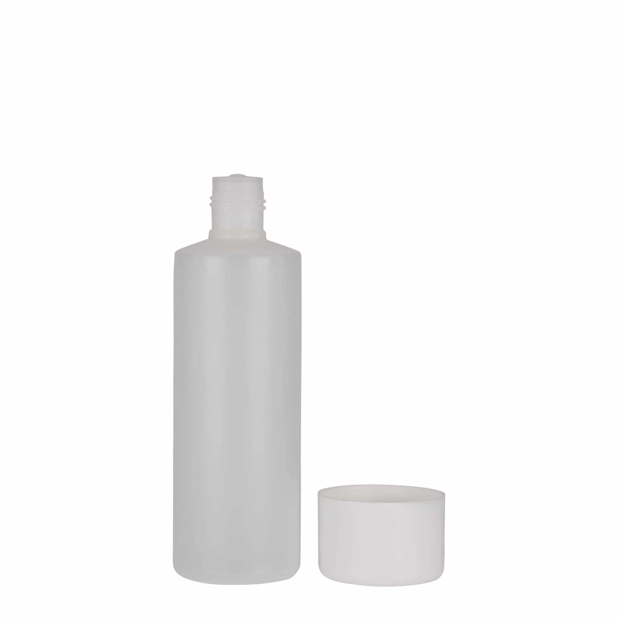 Okrugla flaša 200 ml, PE plastika, prirodna, otvor: Navojni zatvarač