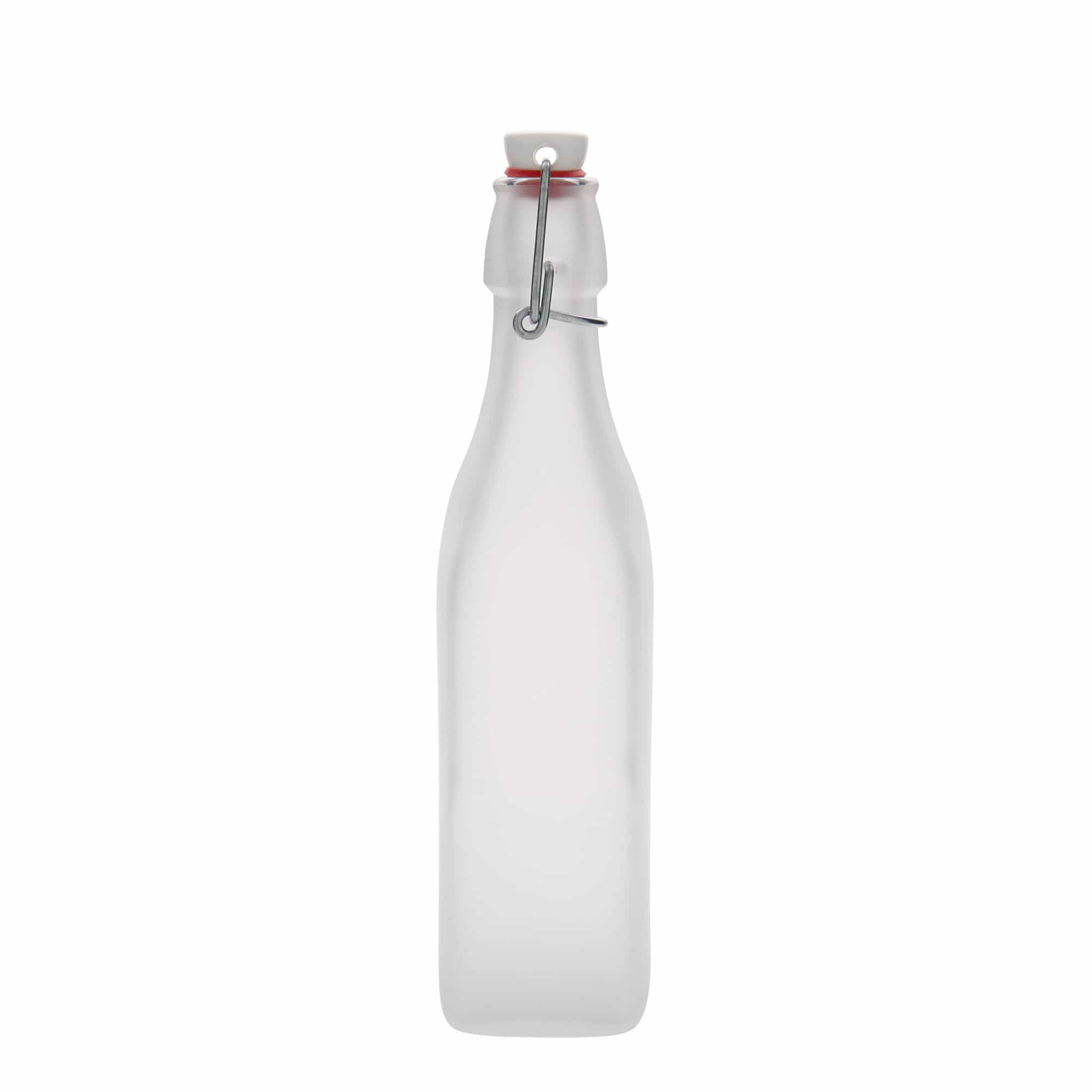 500 ml staklena boca „Swing, kvadratna, bijela, grlo: zatvarač s kopčom“