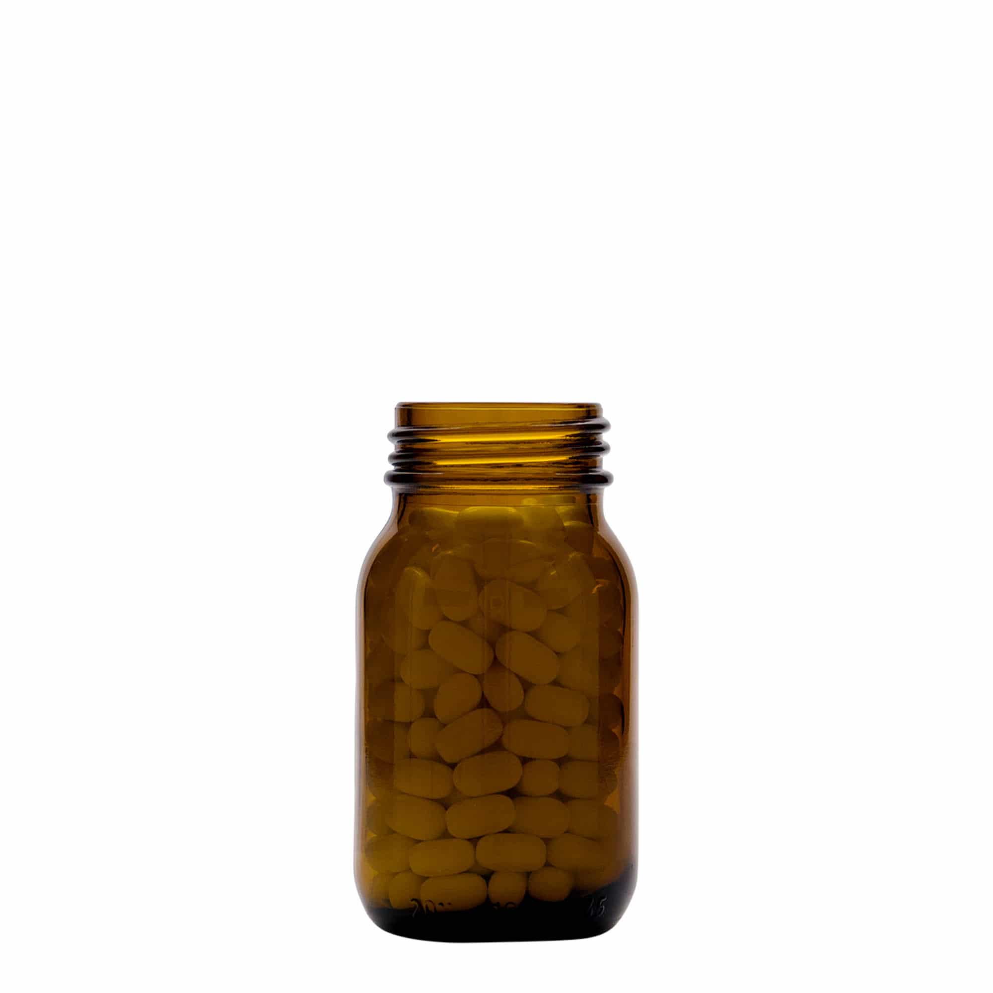 100 ml staklena boca širokog grla, smeđa, otvor: DIN 40