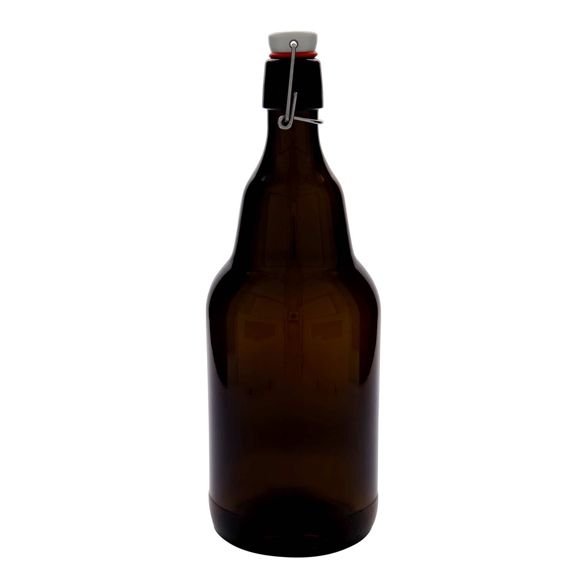 Flaša za pivo 2.000 ml, staklo, smeđa, otvor: Zatvarač sa žicom