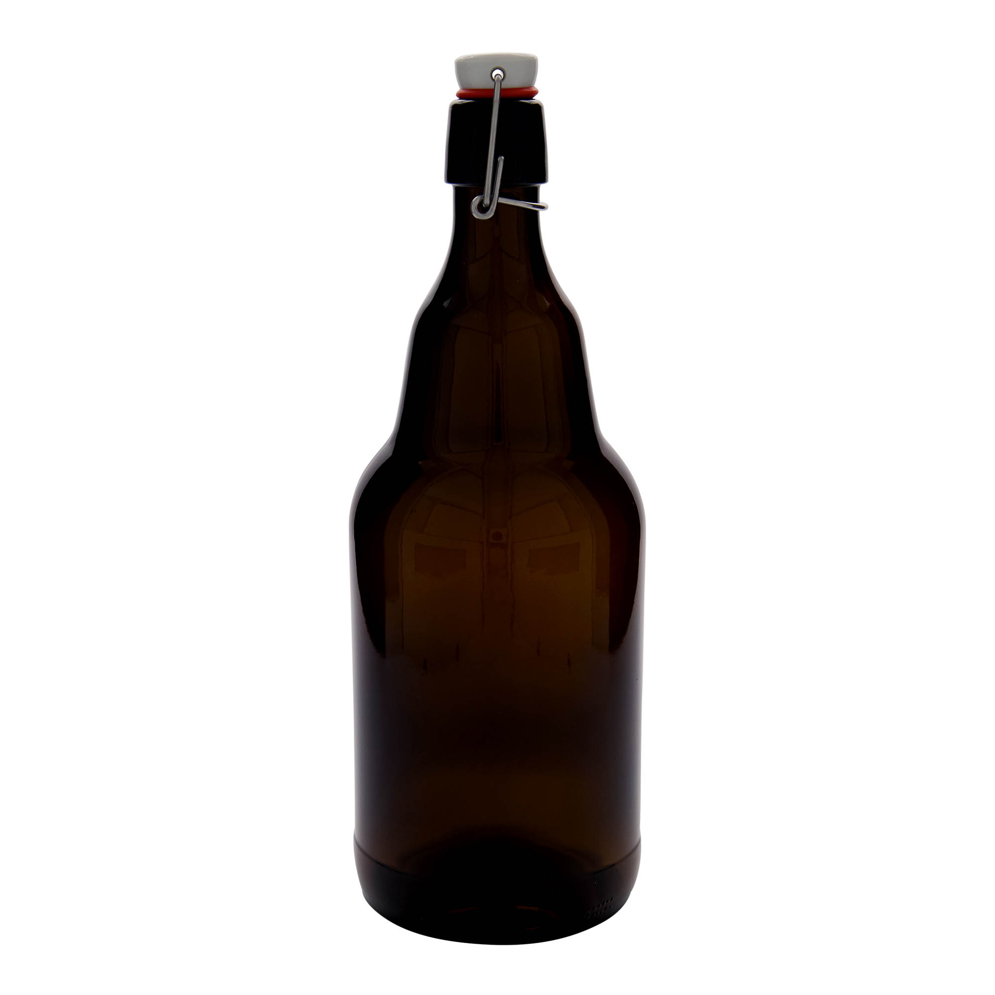 2.000 ml boca za pivo, staklo, smeđa, otvor: zatvarač sa kopčom