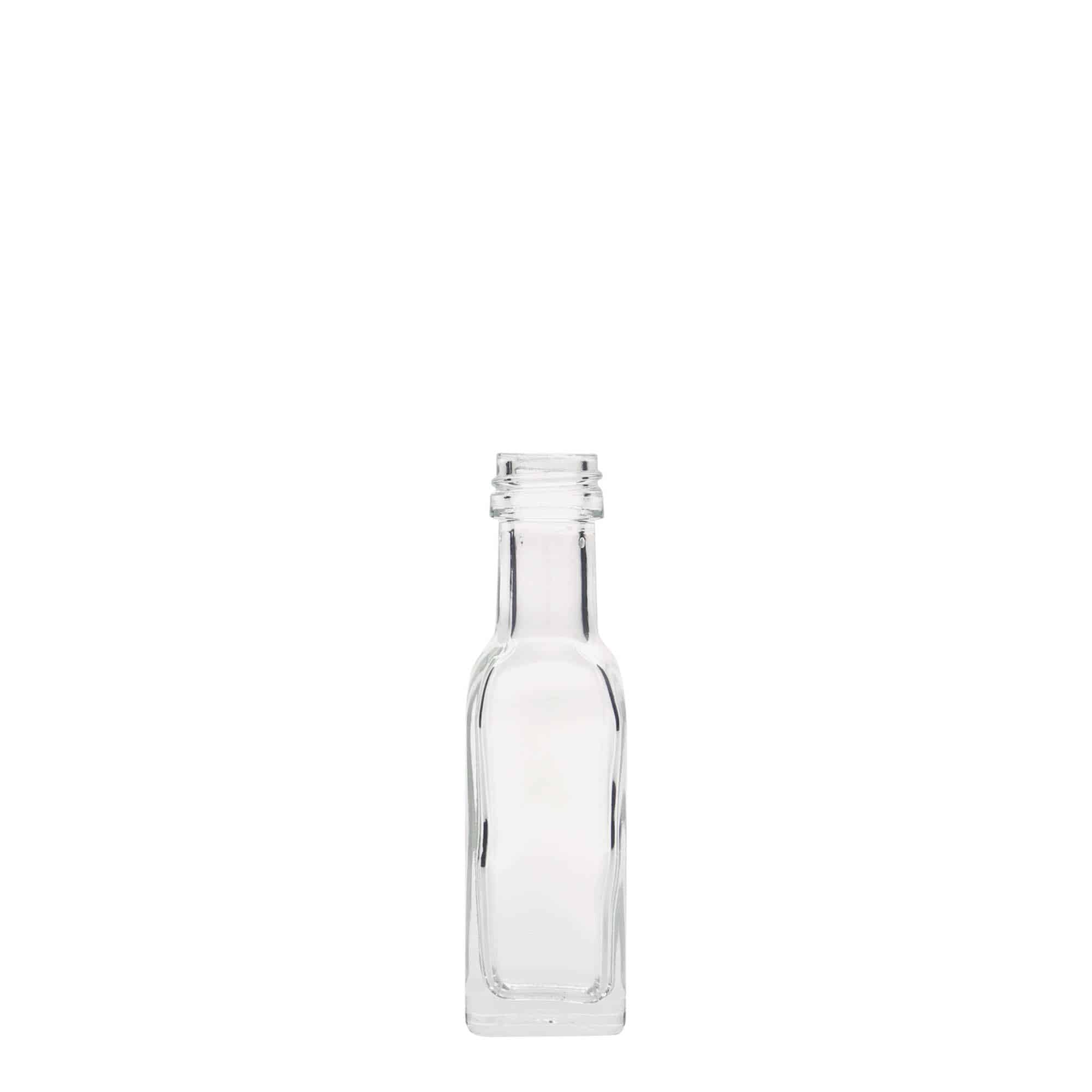 Staklena flaša 20 ml 'Marasca', kvadratna, otvor: PP 18