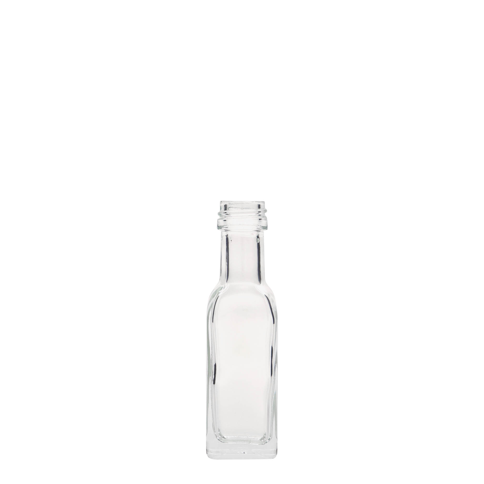 20 ml staklena boca „Marasca“, četvrtasta, grlo: PP 18