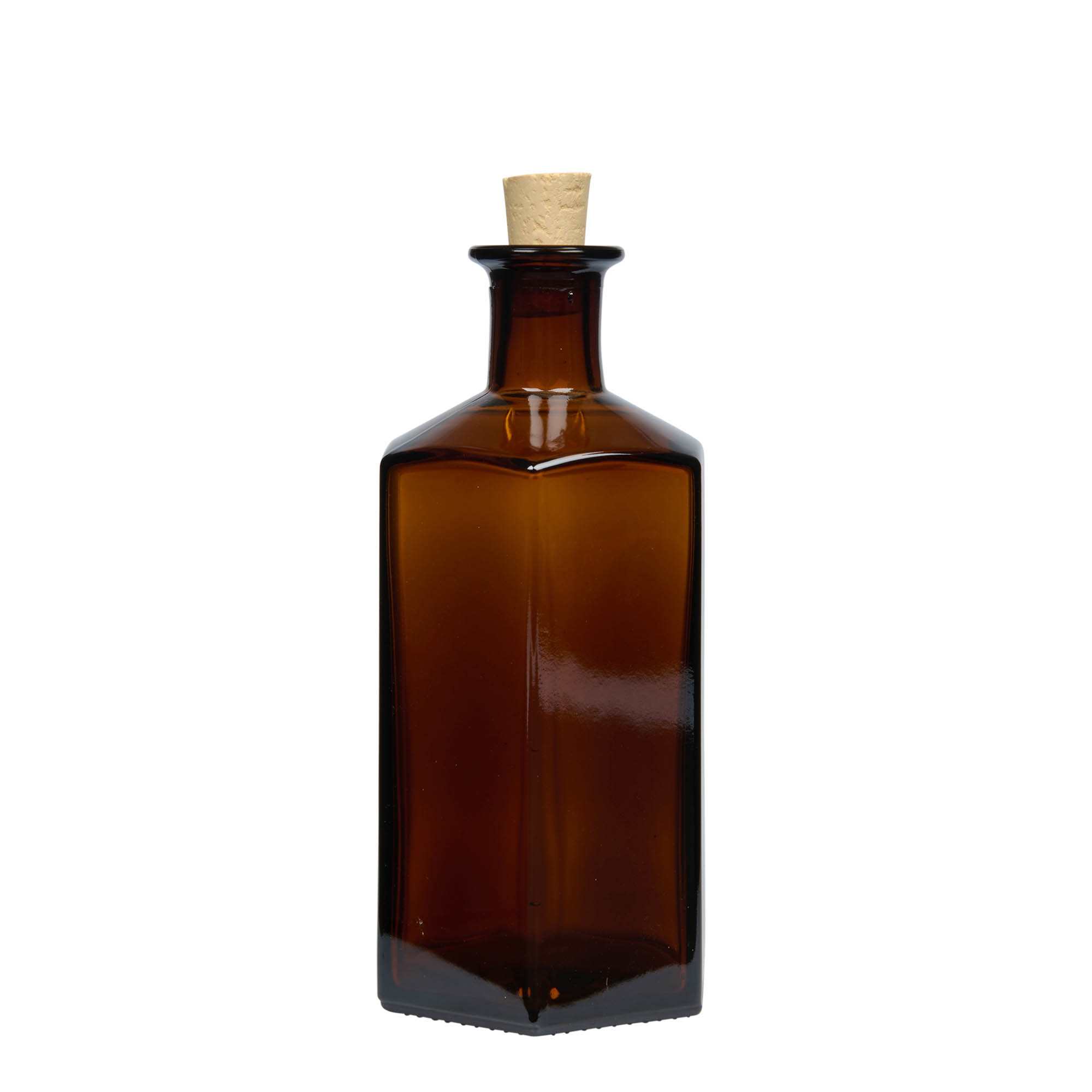 Staklena boca farmaceut 'Jimmy' od 500 ml. hexagonal. braon. Usta: pluta