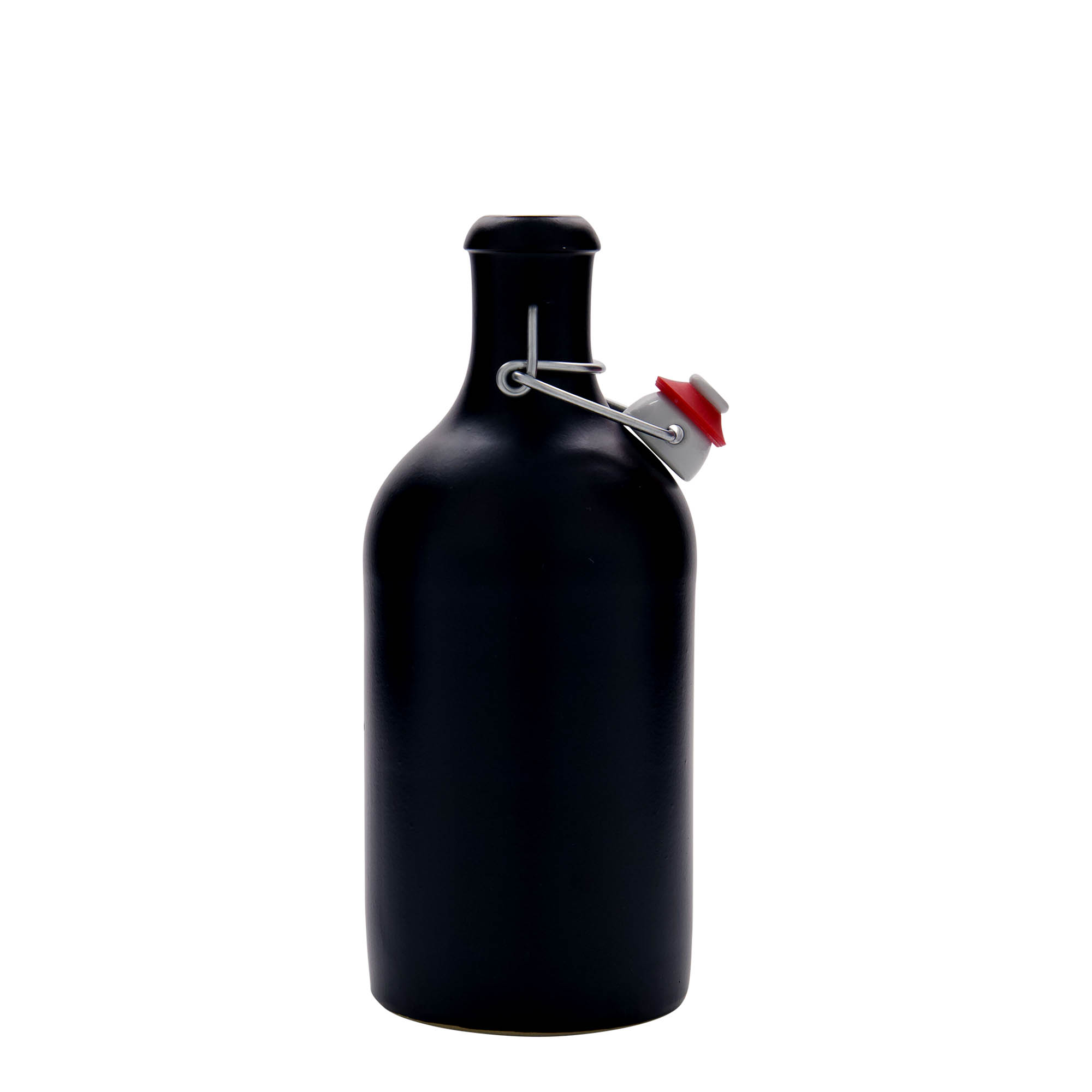 500 ml glineni vrč, kamena keramika, crni, otvor: zatvarač sa kopčom