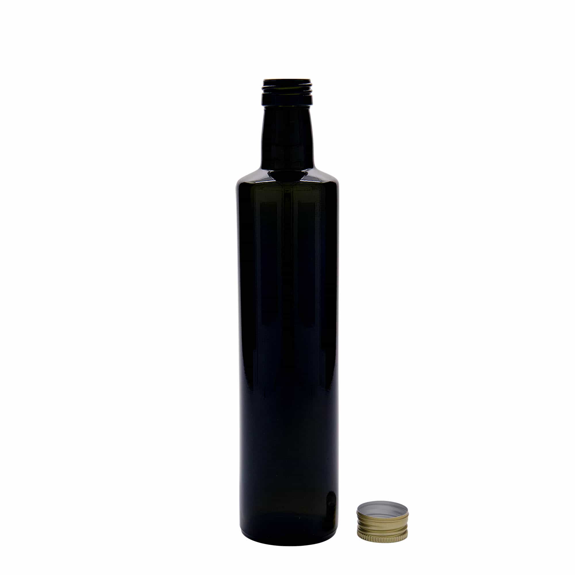 Staklena flaša 500 ml 'Dorica', antikno zelena, otvor: PP 31,5