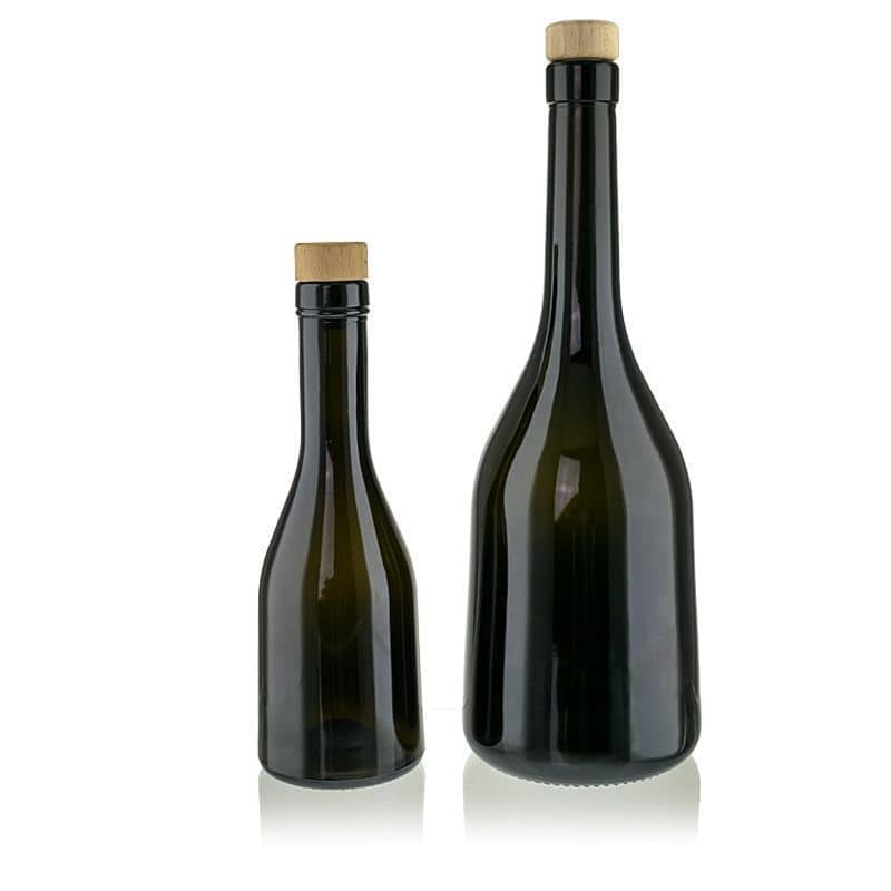 Staklena flaša 750 ml 'Rustica', antikno zelena, otvor: Pluto