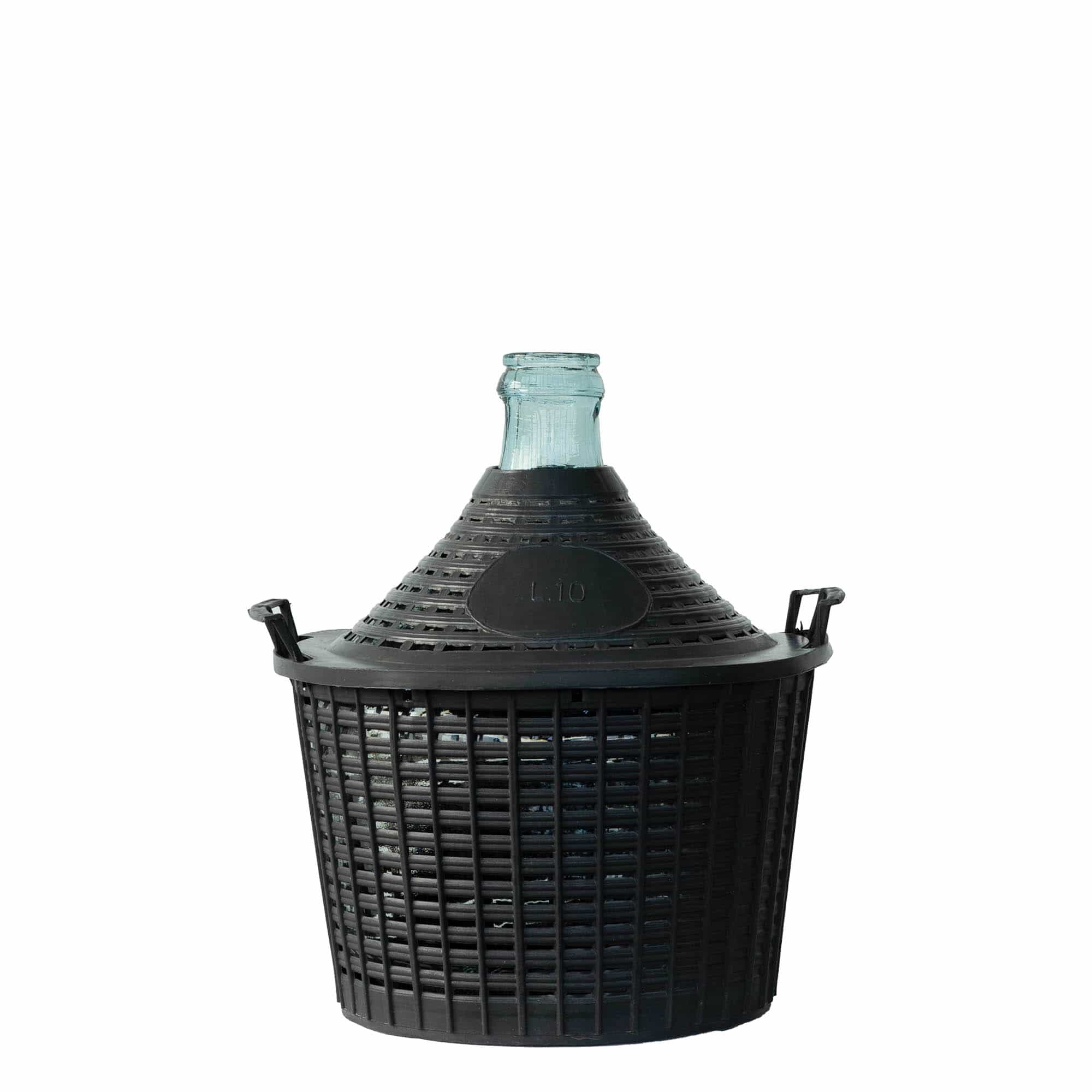 10 l balonska boca uskog grla, staklo, otvor: poklopac na navlaku