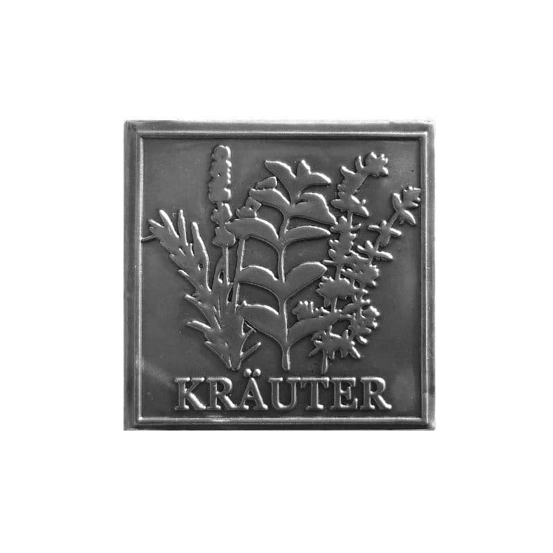 Limena etiketa 'Bilje', kvadratna, metal, srebrna