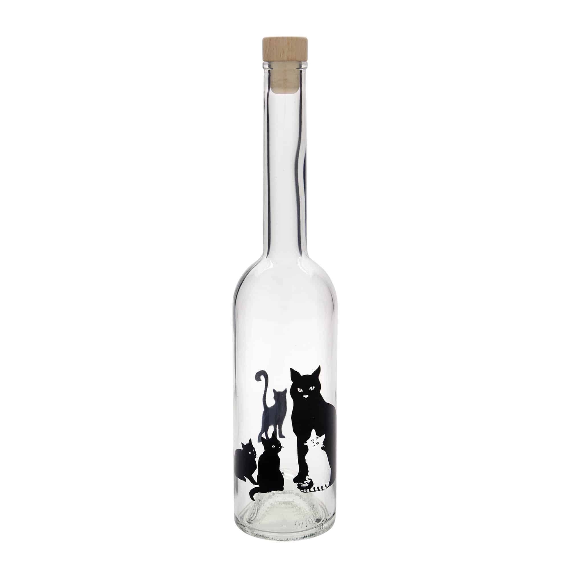 500 ml staklena boca „Opera“, motiv: mačke, grlo: čep