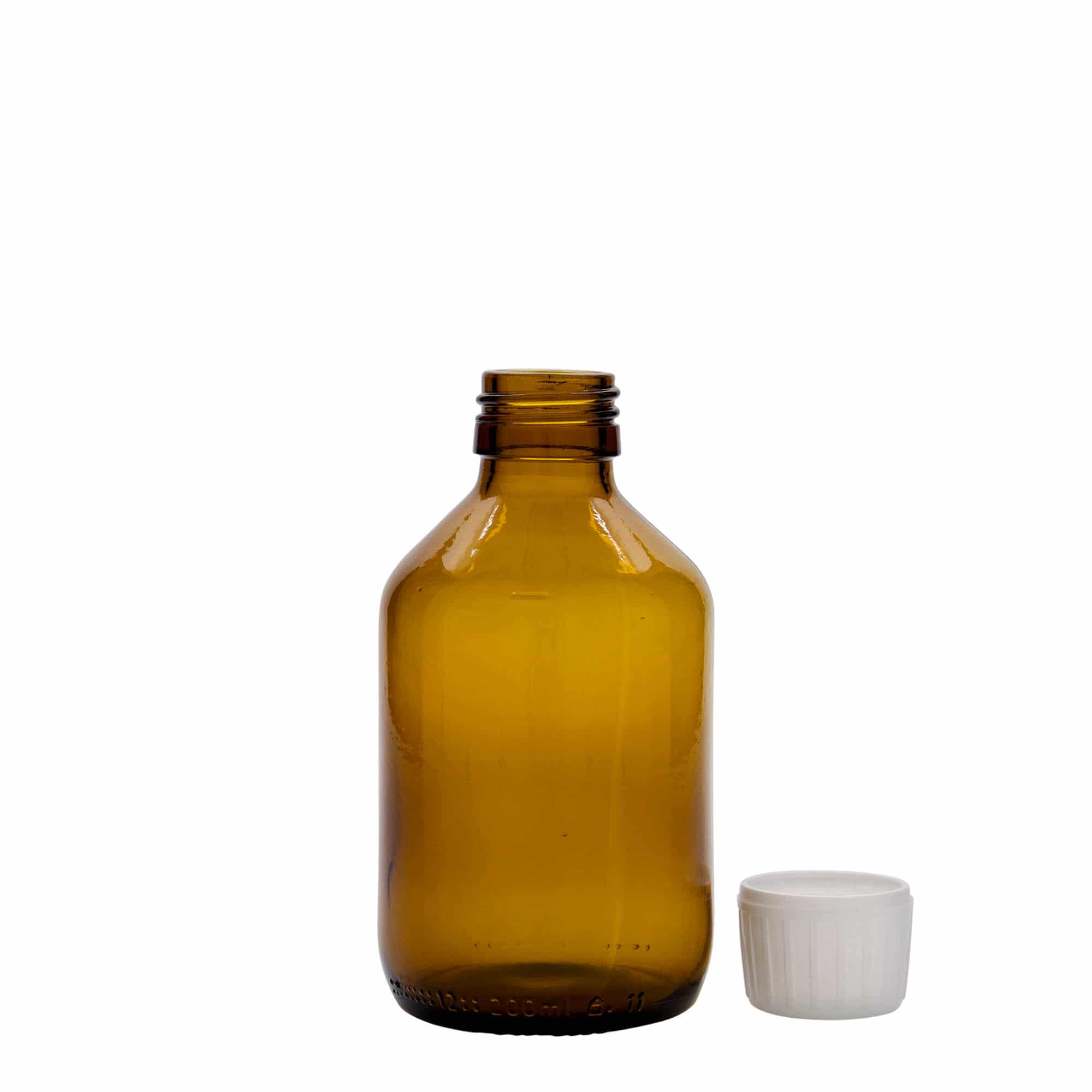 Medicinska flaša 200 ml, smeđa, staklo, otvor: PP 28