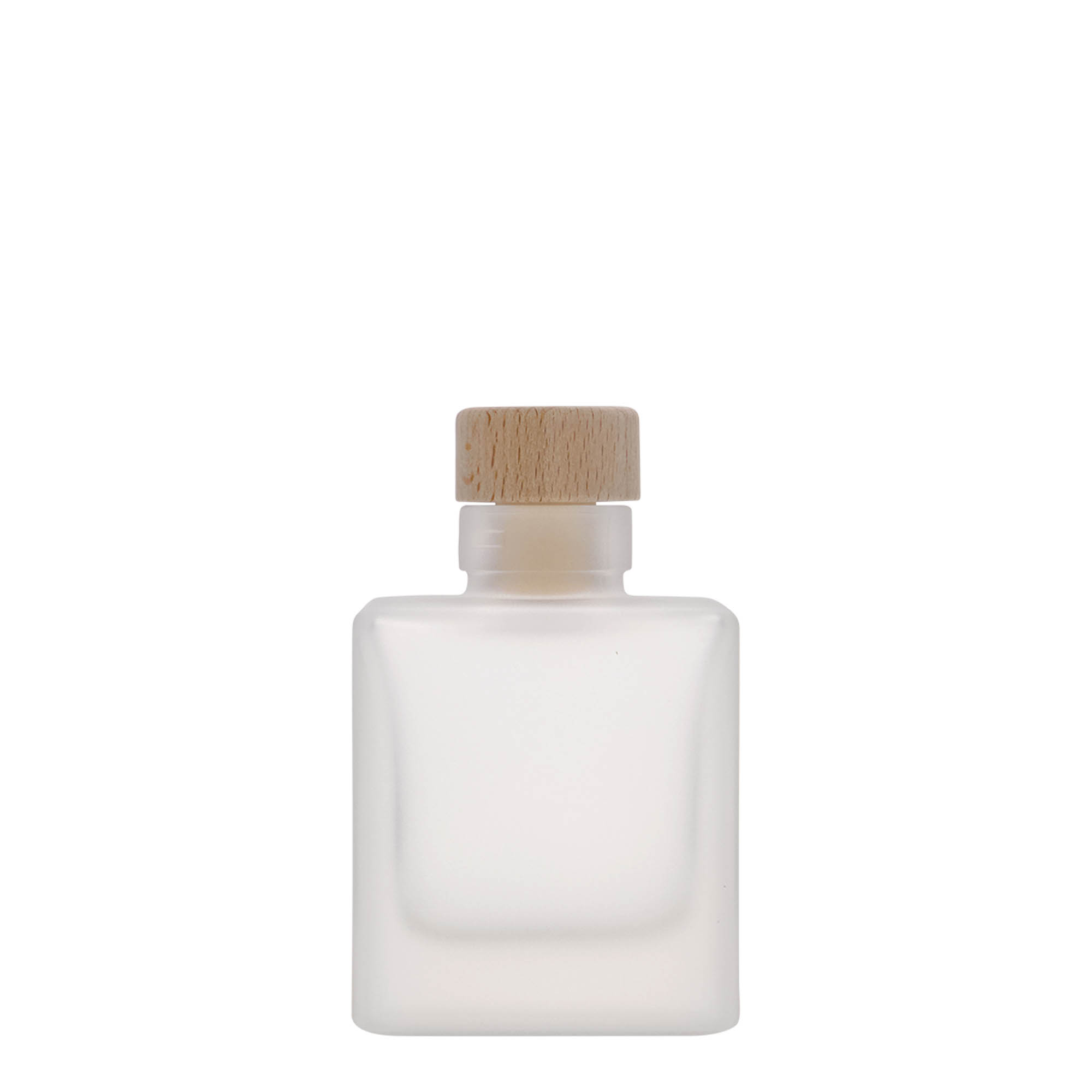 100 ml staklena boca 'Cube', kvadratna, zamrznuta, otvor: pluta