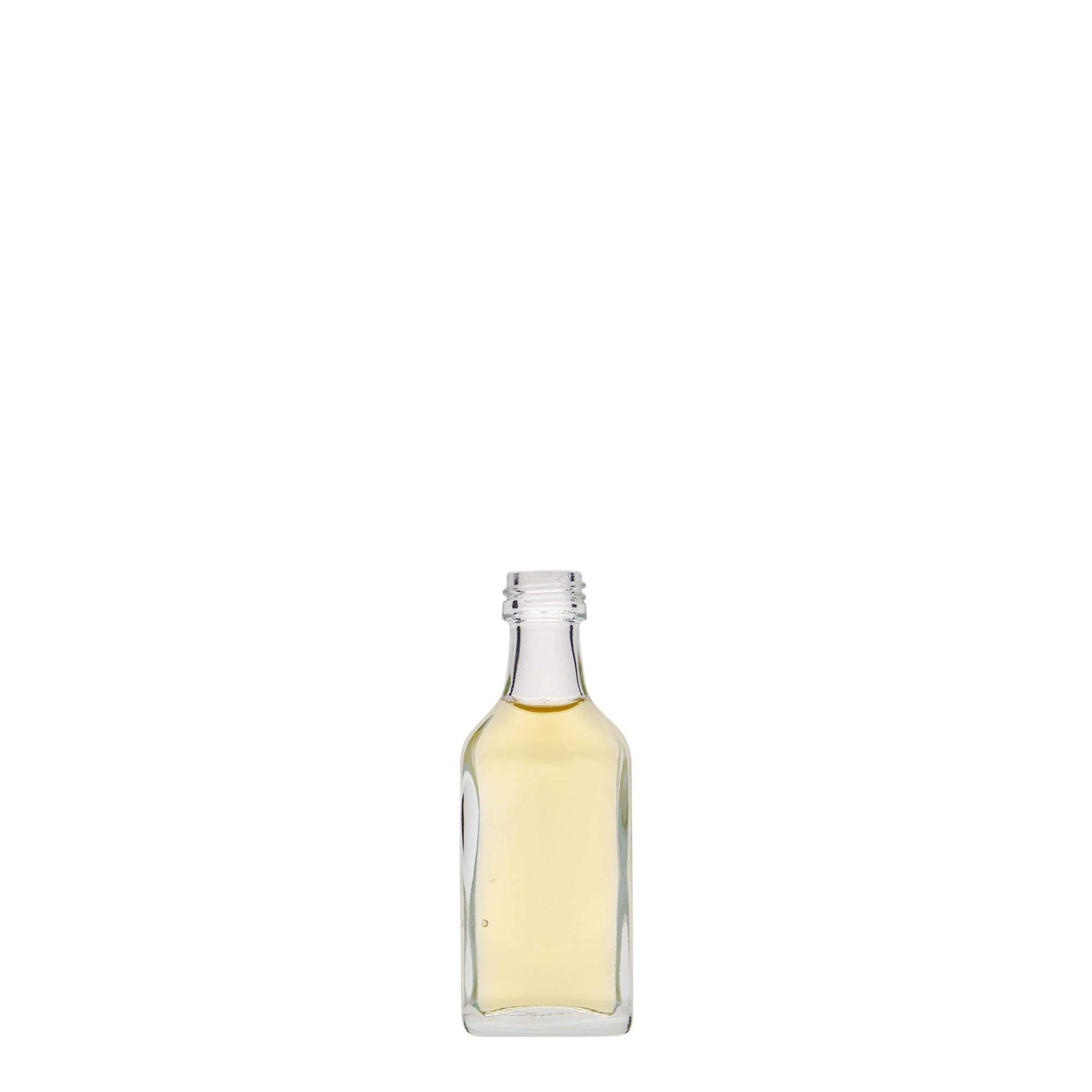 Džepna flaša 20 ml, kvadratna, staklo, otvor: PP 18