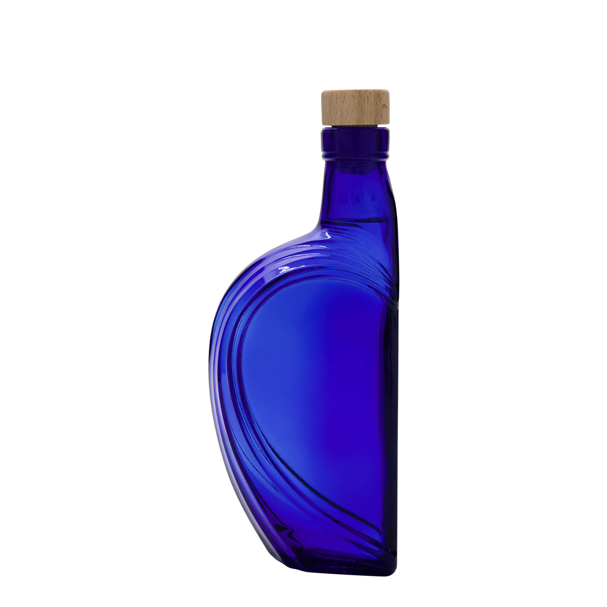 375 ml staklena boca 'Sweethearts', pravougaona, kraljevsko plava, otvor: pluta