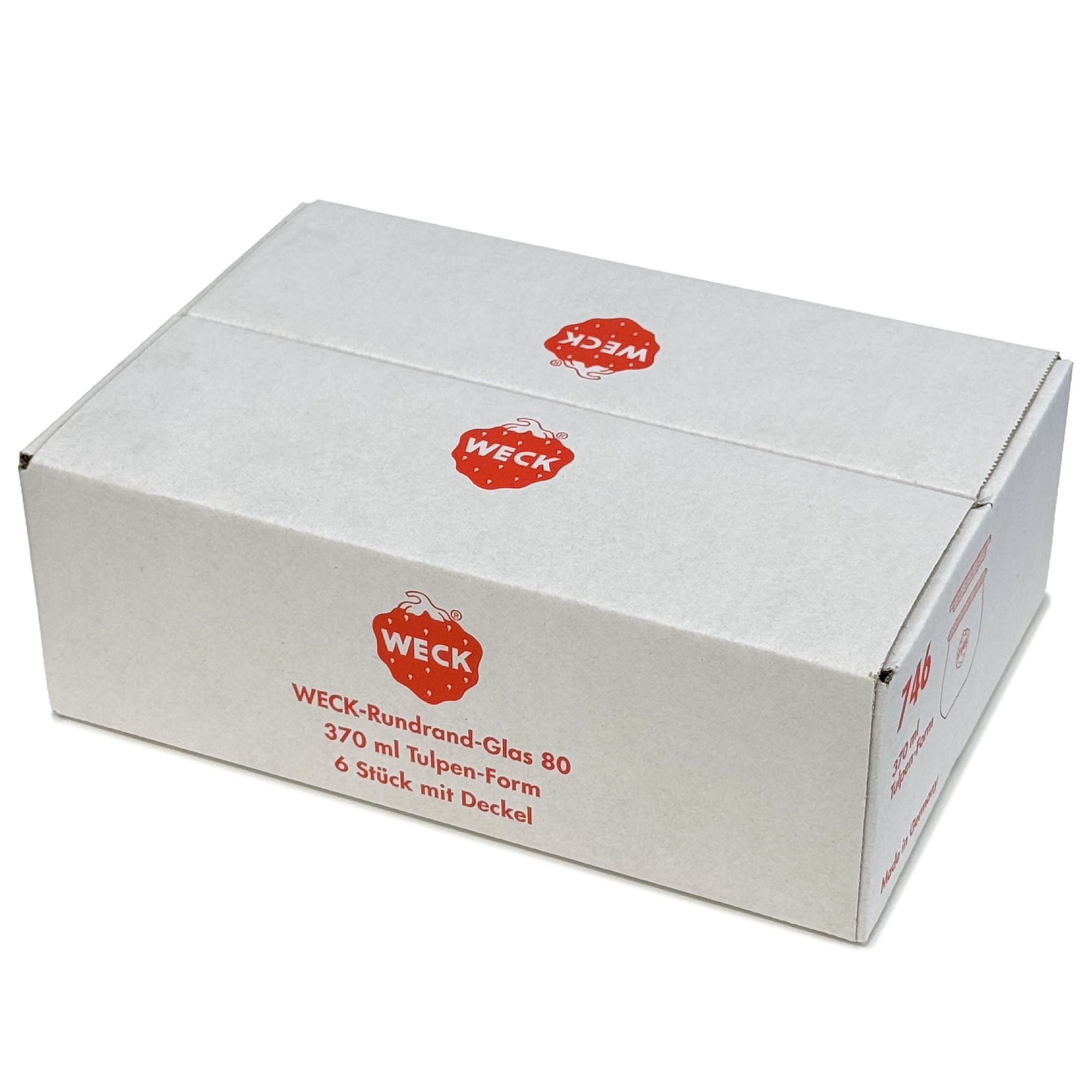 6x 370 ml WECK staklo u obliku tulipana sa staklenim poklopcem RR 80
