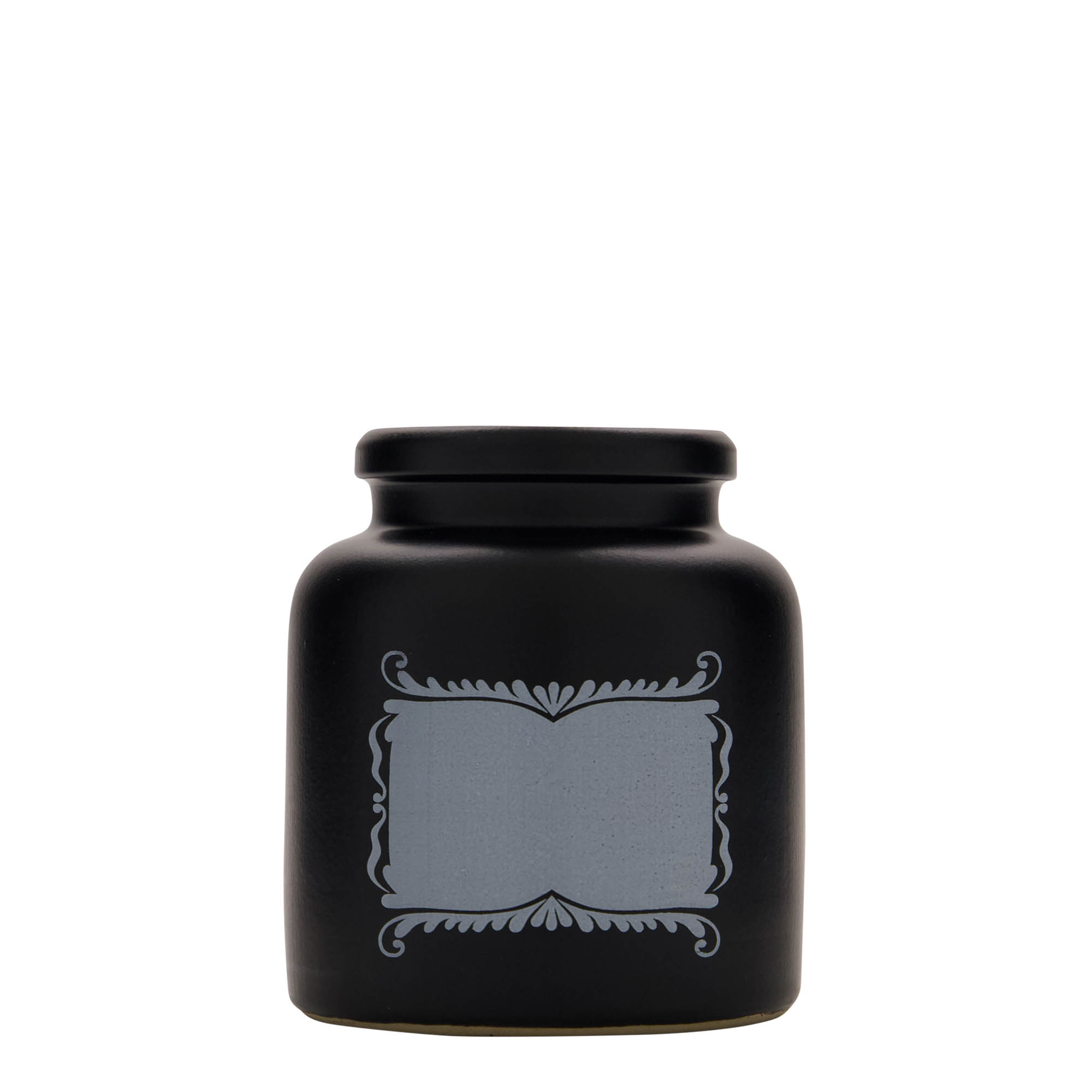 270 ml vrč od kamene keramike, motiv: polje za etiketu, keramika, crna, otvor: poklopac na navoj 270 ml vrč od kamene keramike, motiv: polje za etiketu, keramika, crna, otvor: poklopac na navoj