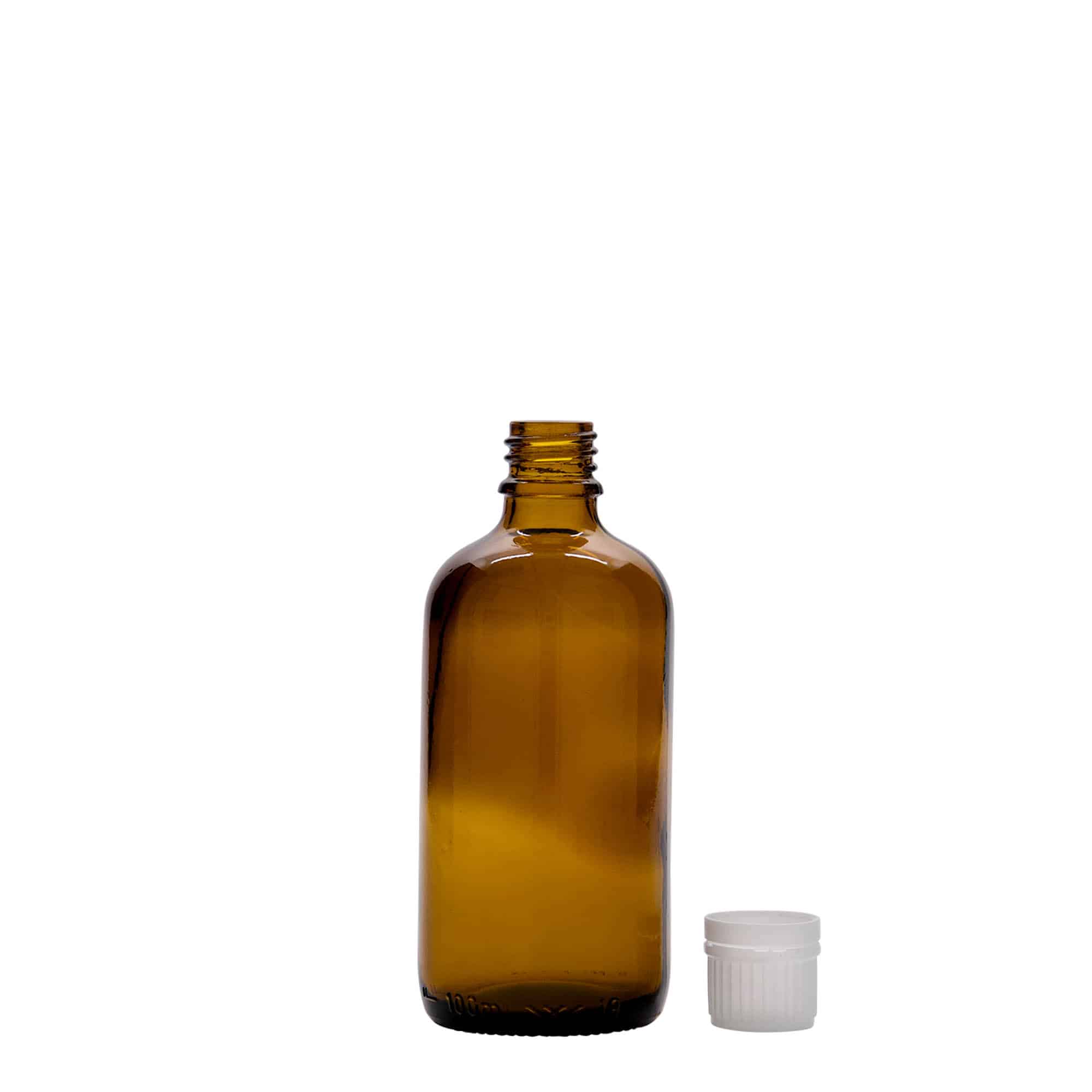 100 ml medicinska bočica, staklena, smeđa, otvor: DIN 18