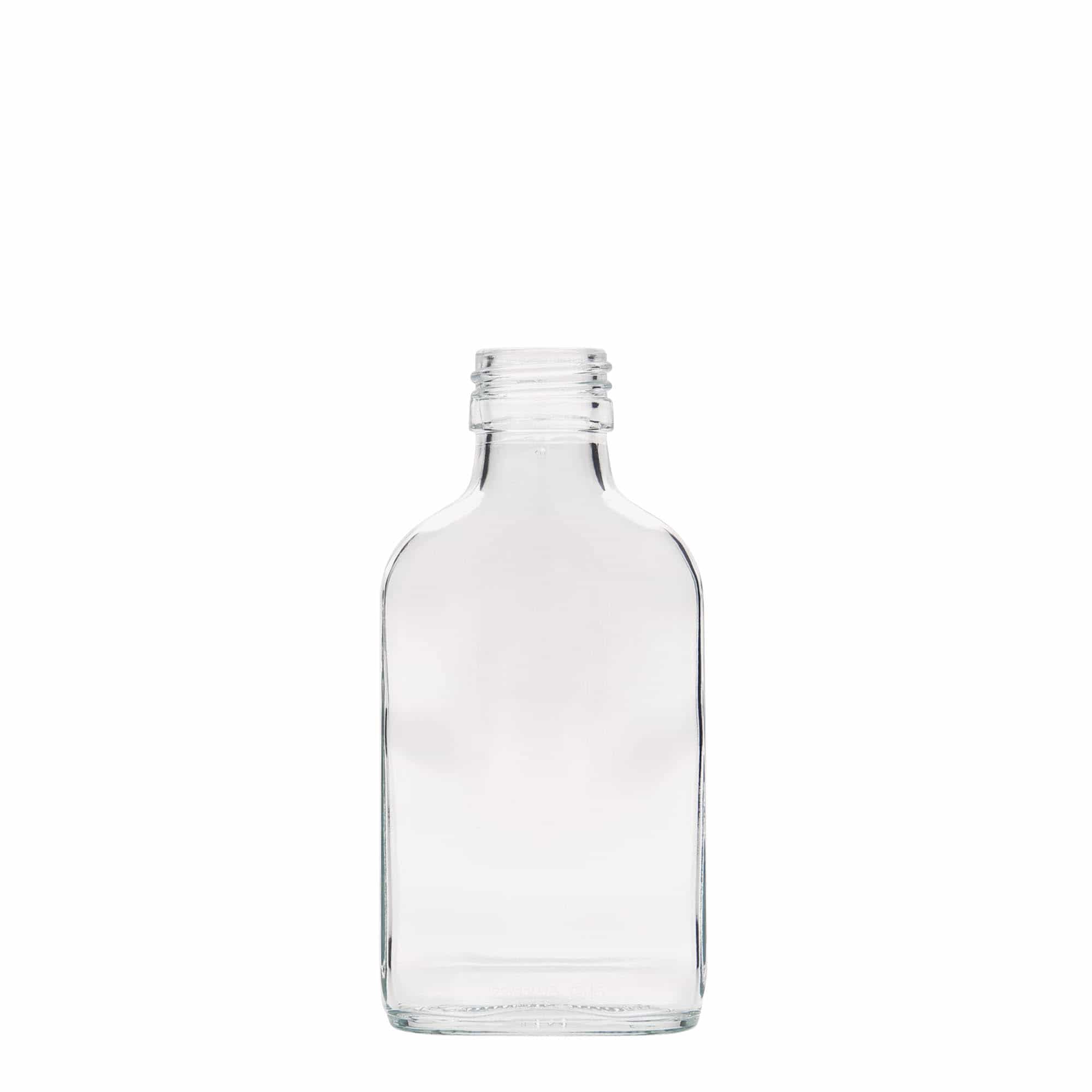 Džepna flaša 100 ml, kvadratna, staklo, otvor: PP 28