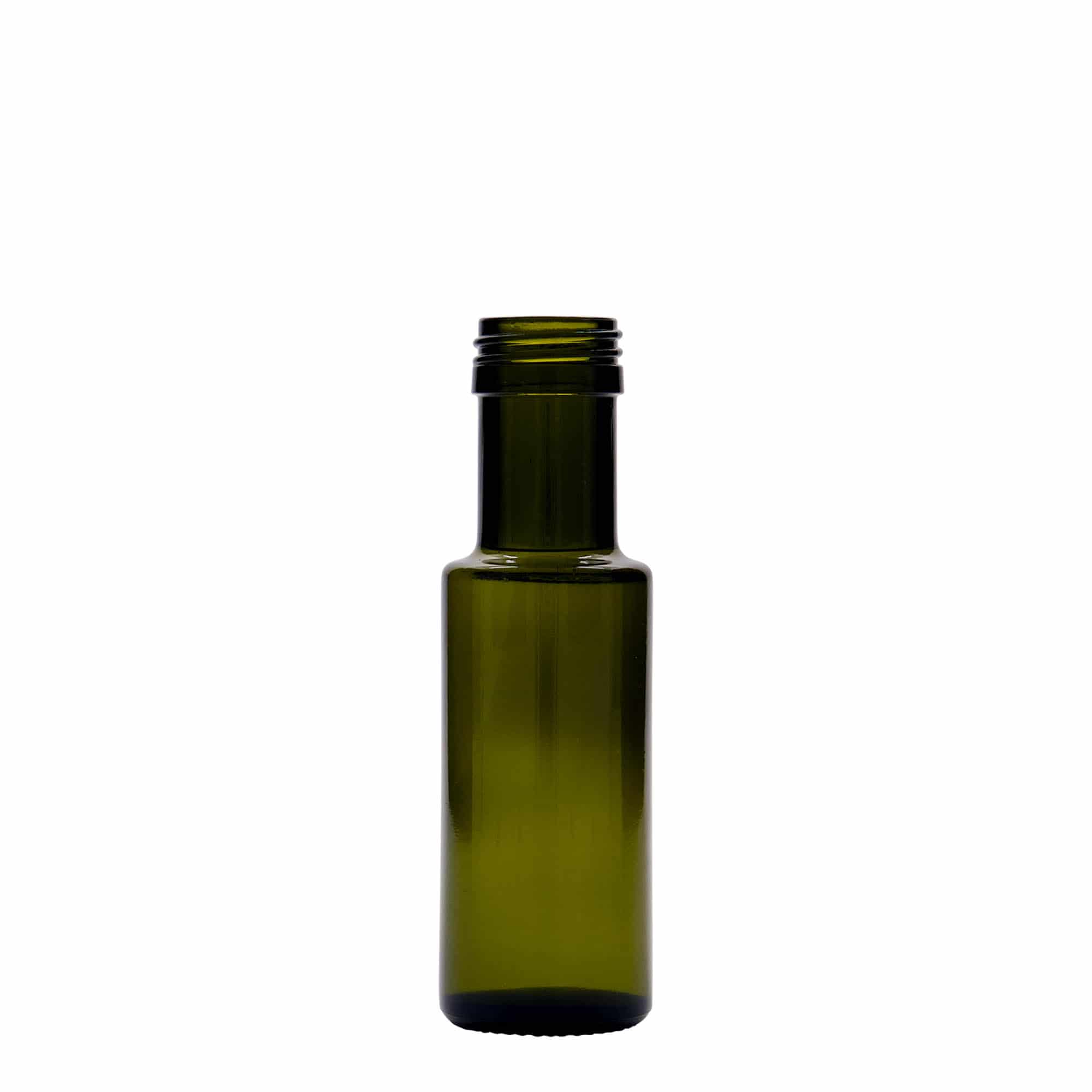 100 ml staklena boca 'Dorica', antikno zelena, grlo: PP 31,5