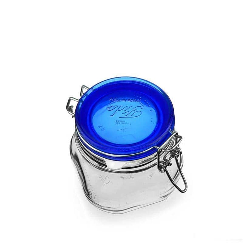 Staklenka sa hermetičkim zatvaračem 500 ml 'Fido' Blue Top, kvadratna, otvor: Hermetički zatvarač