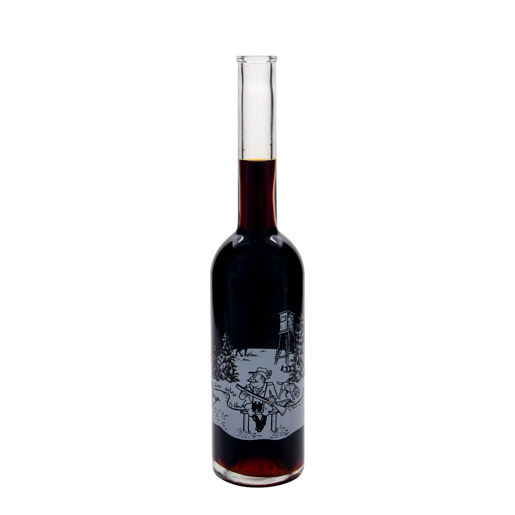 Staklena flaša 500 ml 'Opera', motiv: Lovac, otvor: Pluto