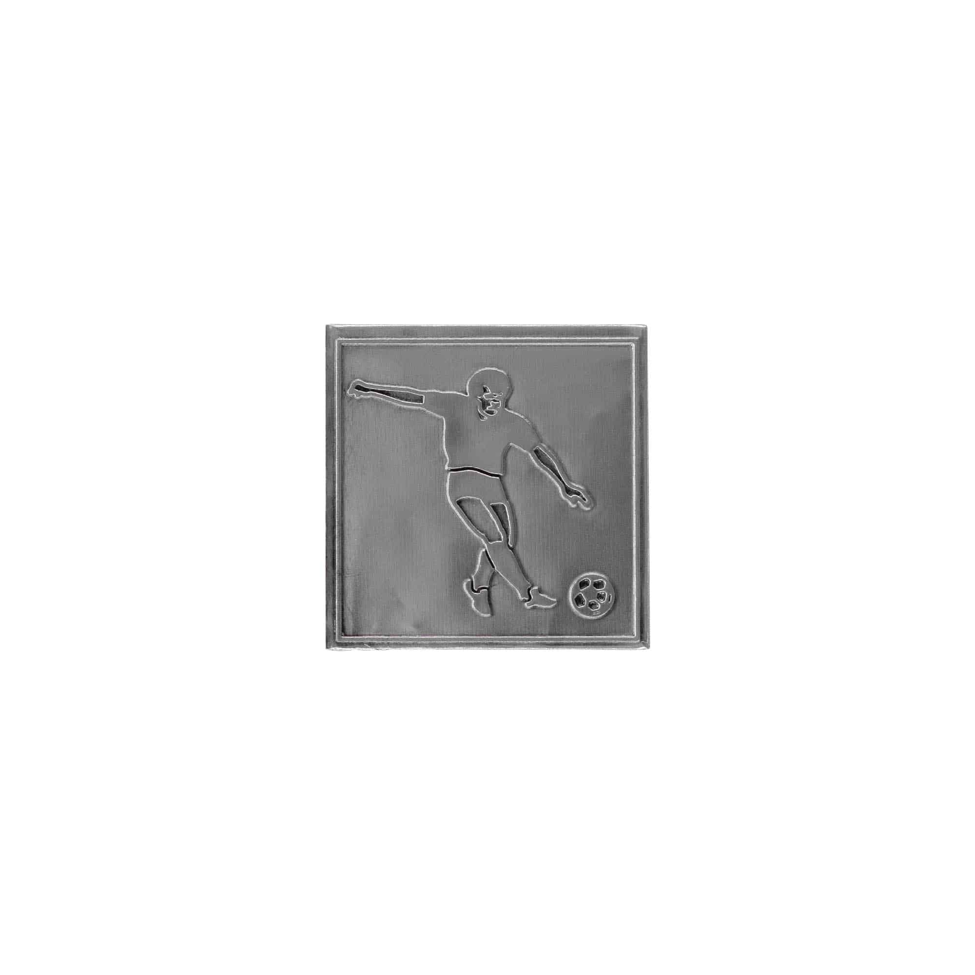 Limena etiketa 'Nogomet', kvadratna, metal, srebrna Limena etiketa 'Nogomet', kvadratna, metal, srebrna