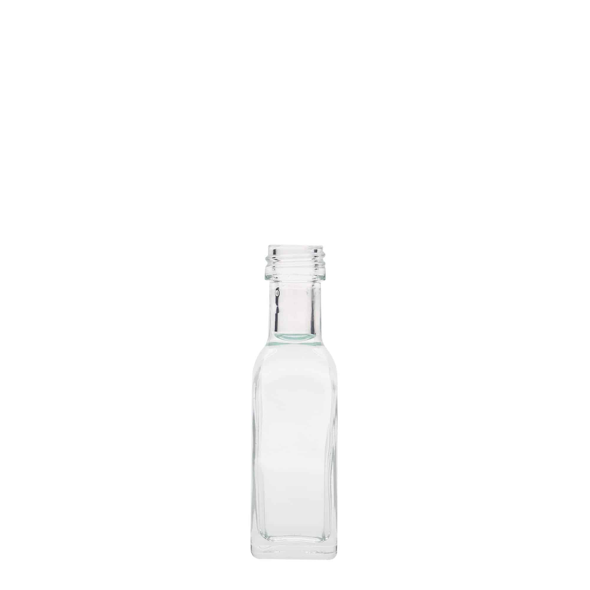 Staklena flaša 20 ml 'Marasca', kvadratna, otvor: PP 18