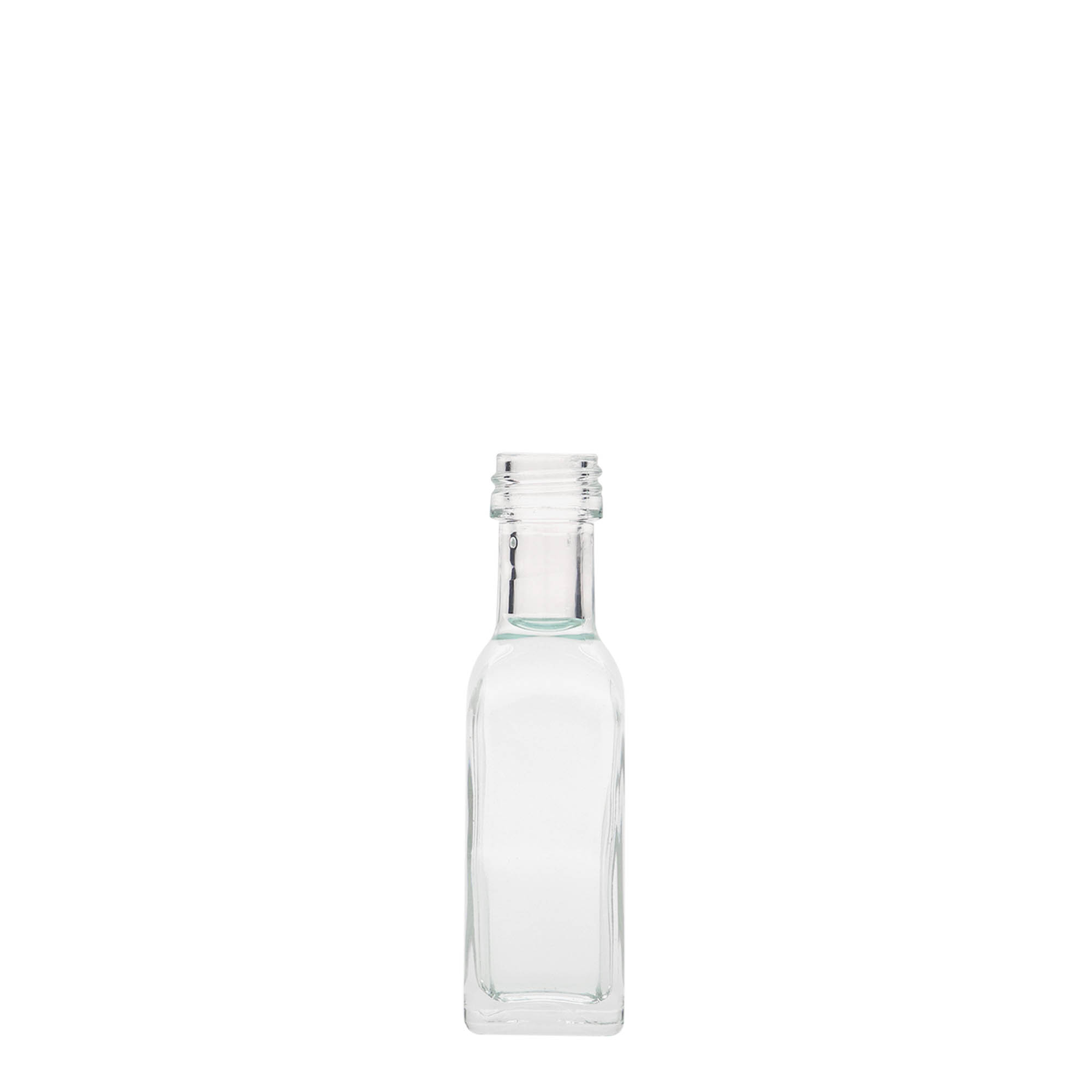 20 ml staklena boca „Marasca“, četvrtasta, grlo: PP 18