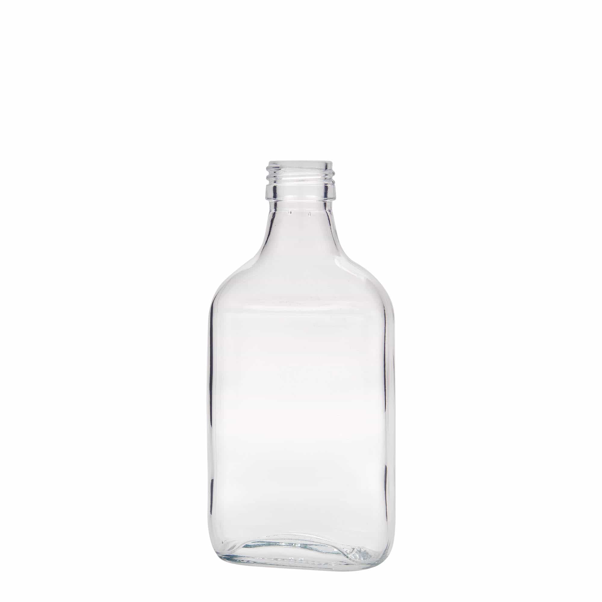 Džepna flaša 200 ml, kvadratna, staklo, otvor: PP 28