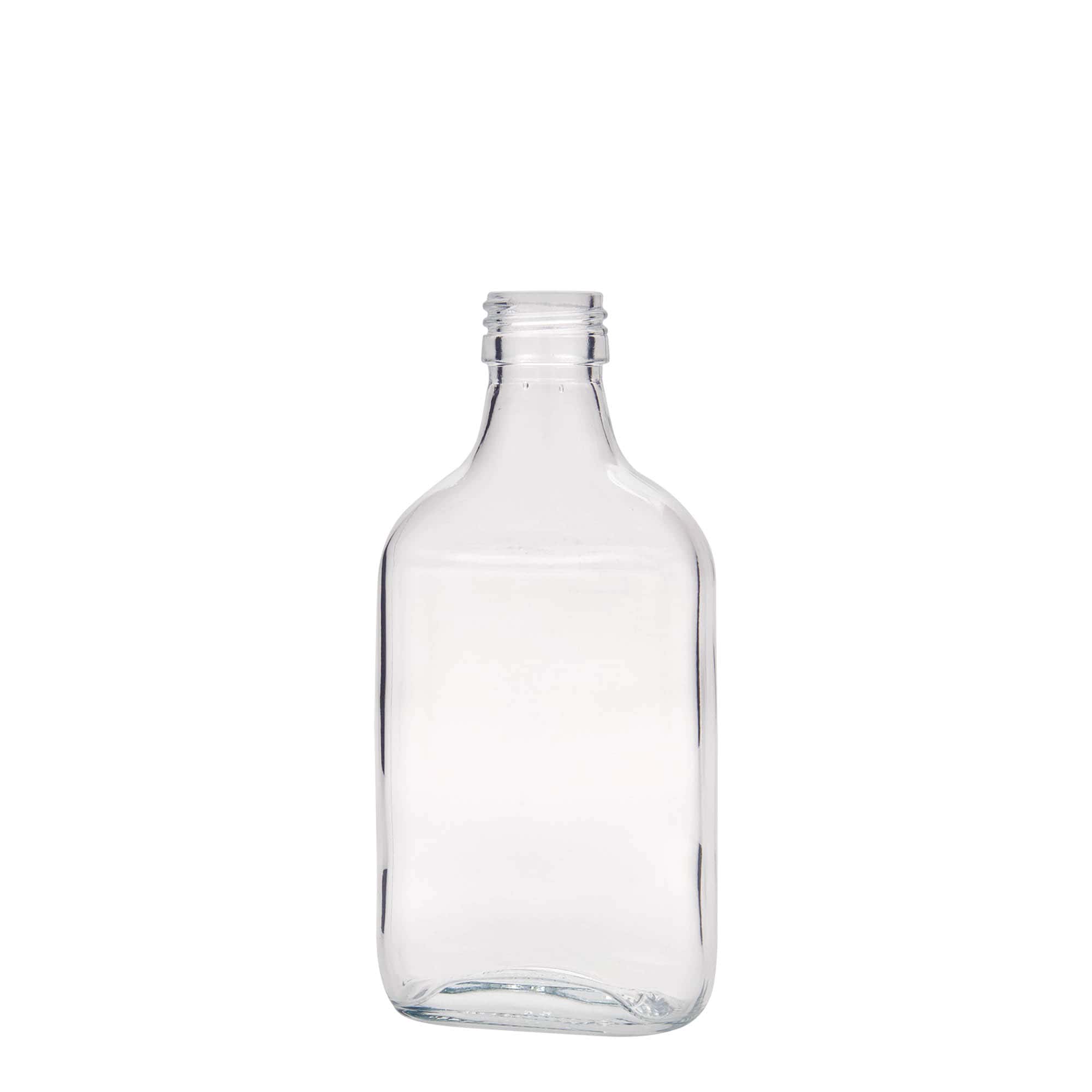 200 ml bočica za džep, pravougaona, staklo, grlo: PP 28