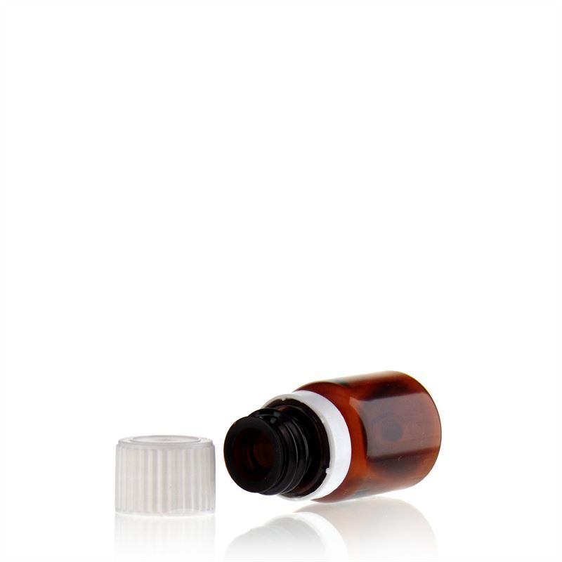 10 ml PET-medicinska boca 'Easy Living', smeđa, plastika, grlo: DIN 18