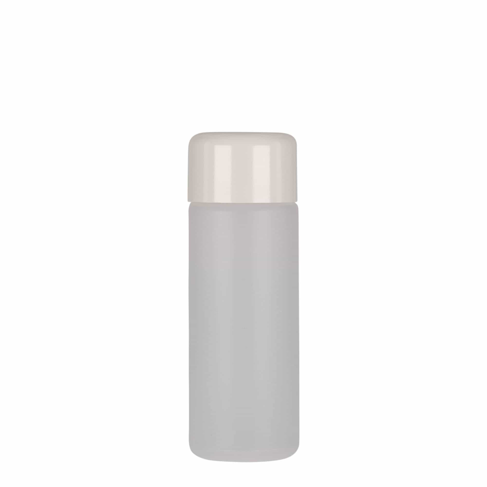 Okrugla flaša 100 ml, PE plastika, prirodna, otvor: Navojni zatvarač