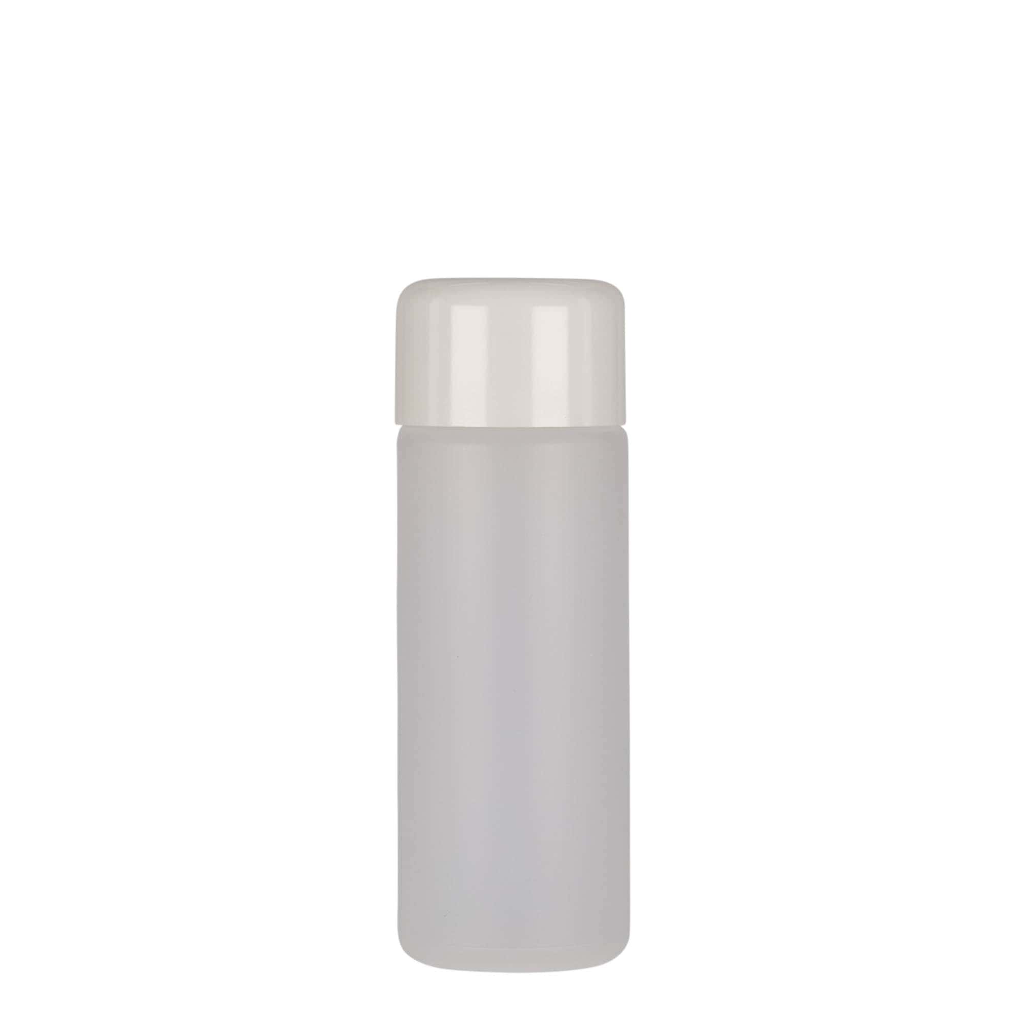 100 ml okrugla bočica, PE-plastika, prirodna, otvor: zatvarač sa navojem
