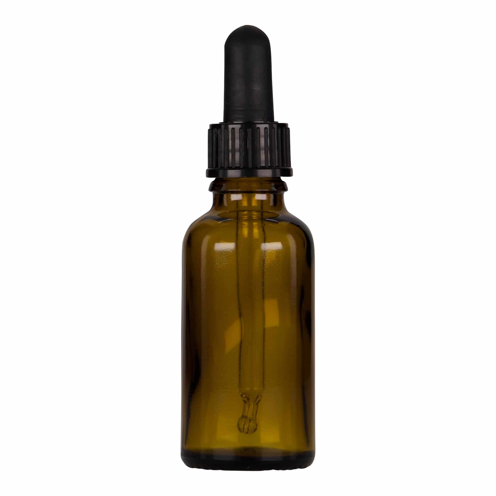 30 ml bočica s pipetom, medicinska, staklena, smeđe-crna, grlo: DIN 18