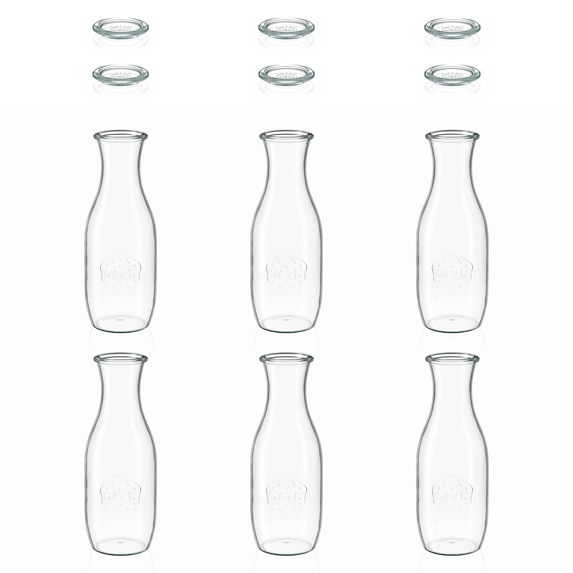 6x 1000 ml WECK flasa za sok sa staklenim poklopcem RR 60