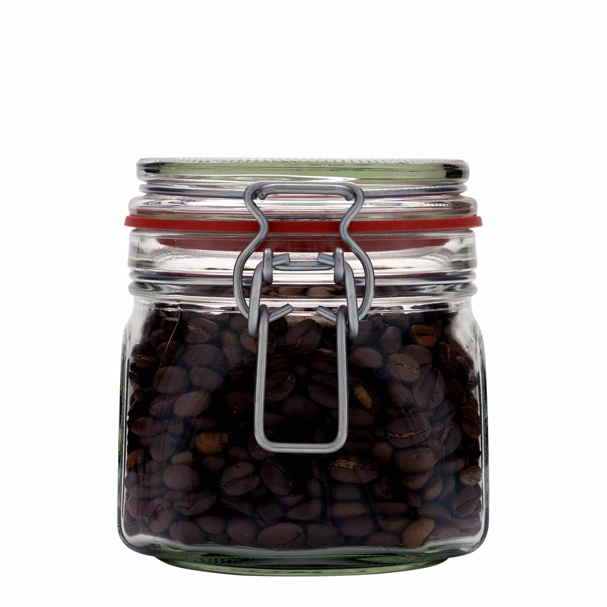 Staklenka sa hermetičkim zatvaračem 630 ml, kvadratna, otvor: Hermetički zatvarač