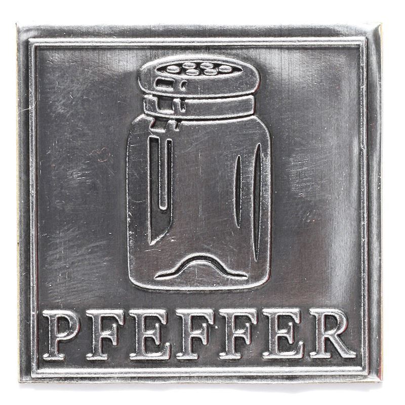 Limena etiketa 'Biber', kvadratna, metal, srebrna