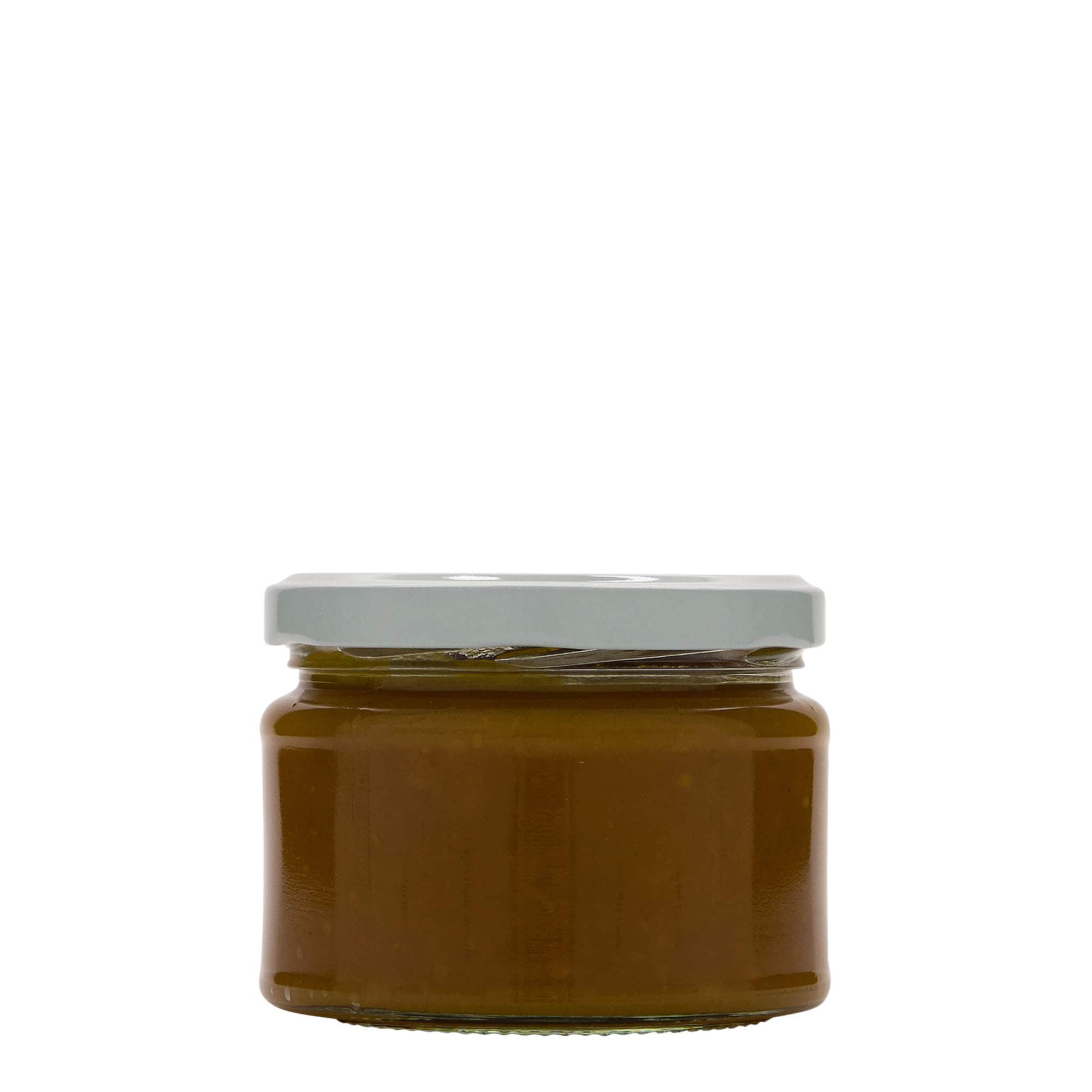 280 ml pljosnata okrugla staklena posuda, otvor: Twist-Off (TO 82)