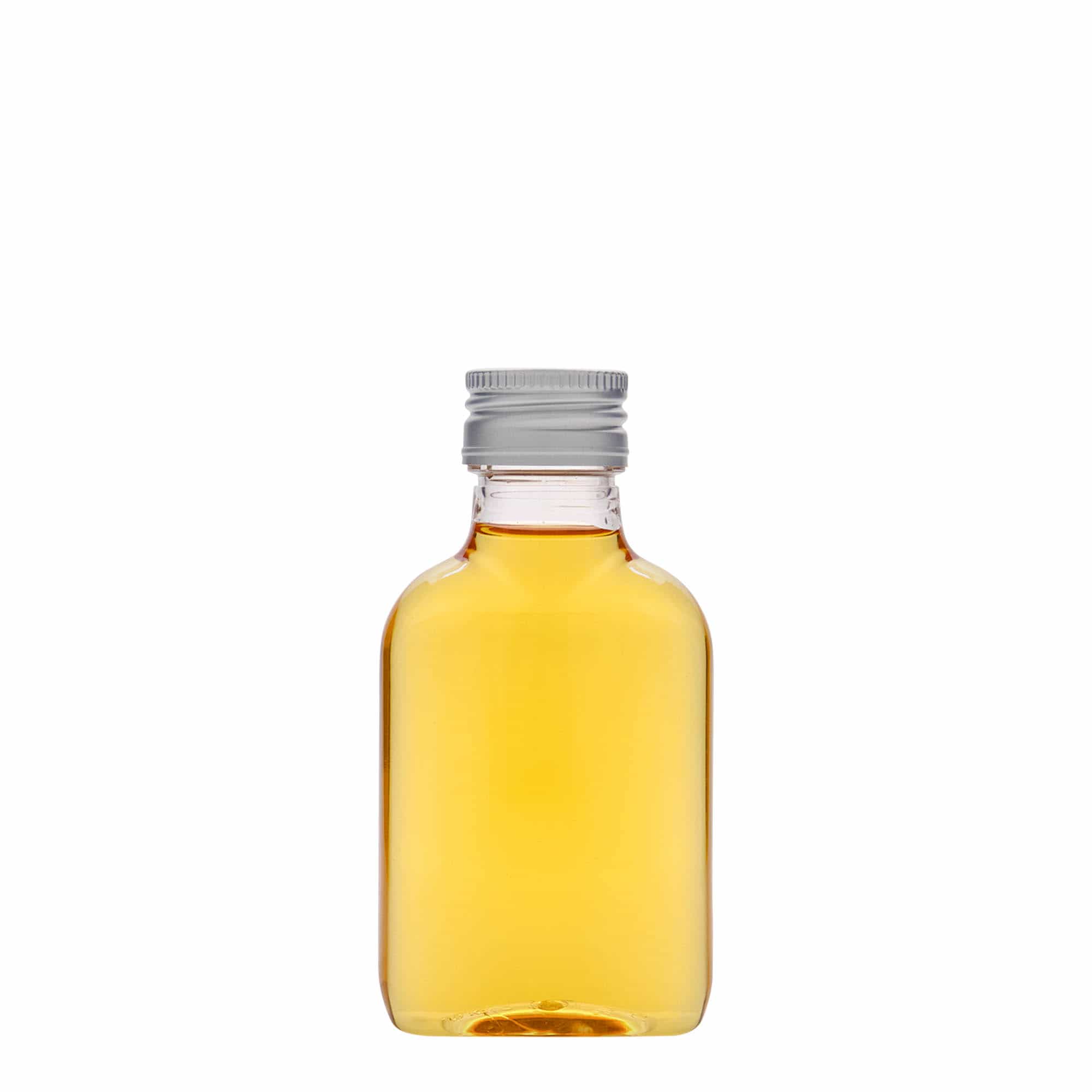 Džepna flaša 100 ml, ovalna, PET plastika, otvor: PP 28