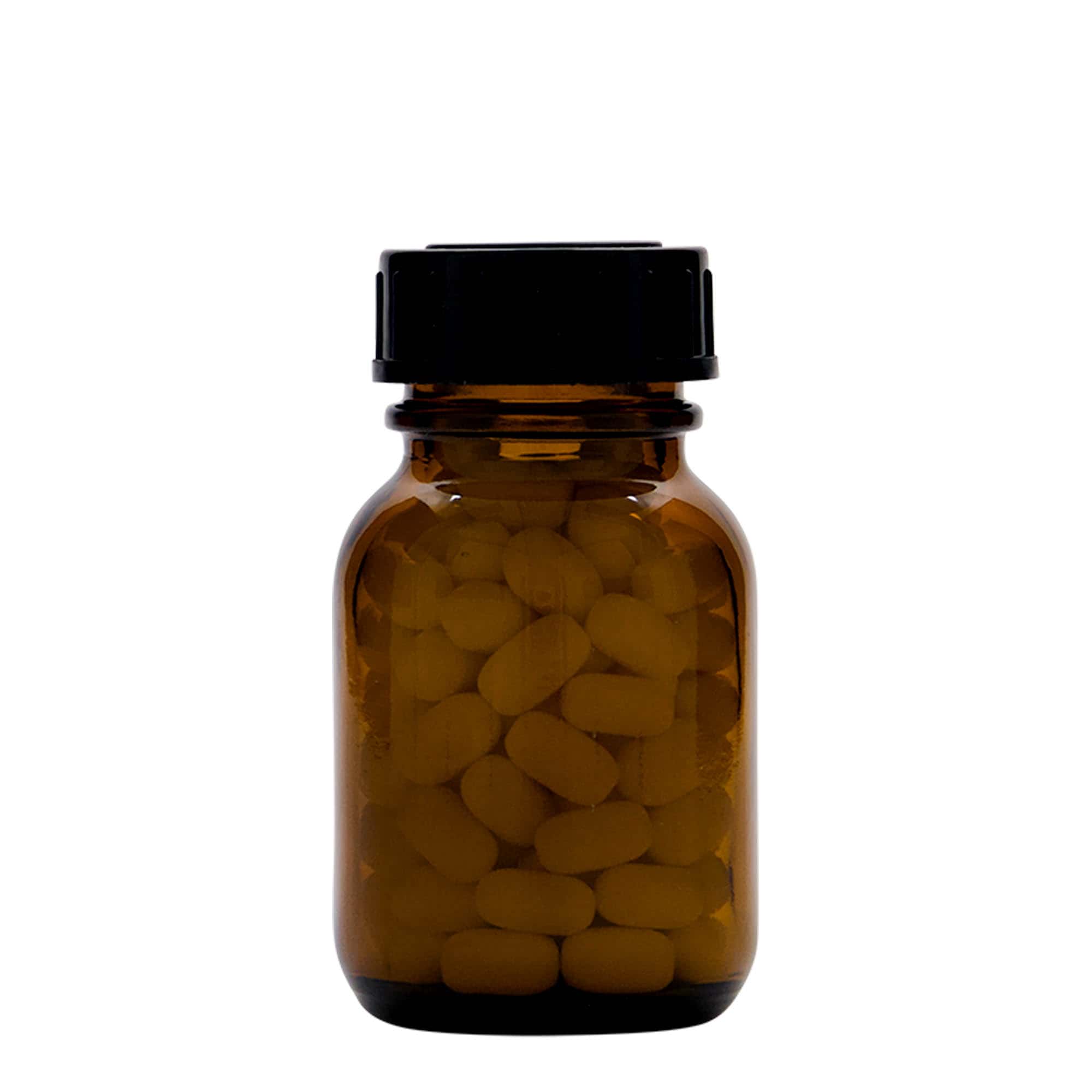 50 ml staklena boca širokog grla, smeđa, grlo: DIN 32