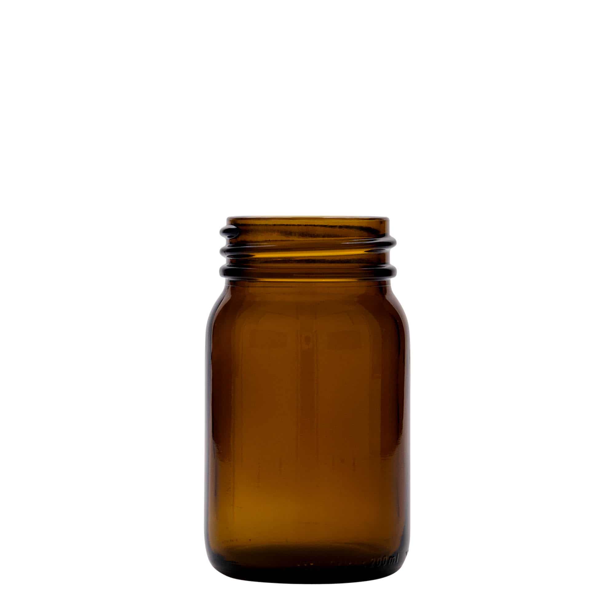 Staklenka sa širokim vratom 200 ml, smeđa, otvor: DIN 55