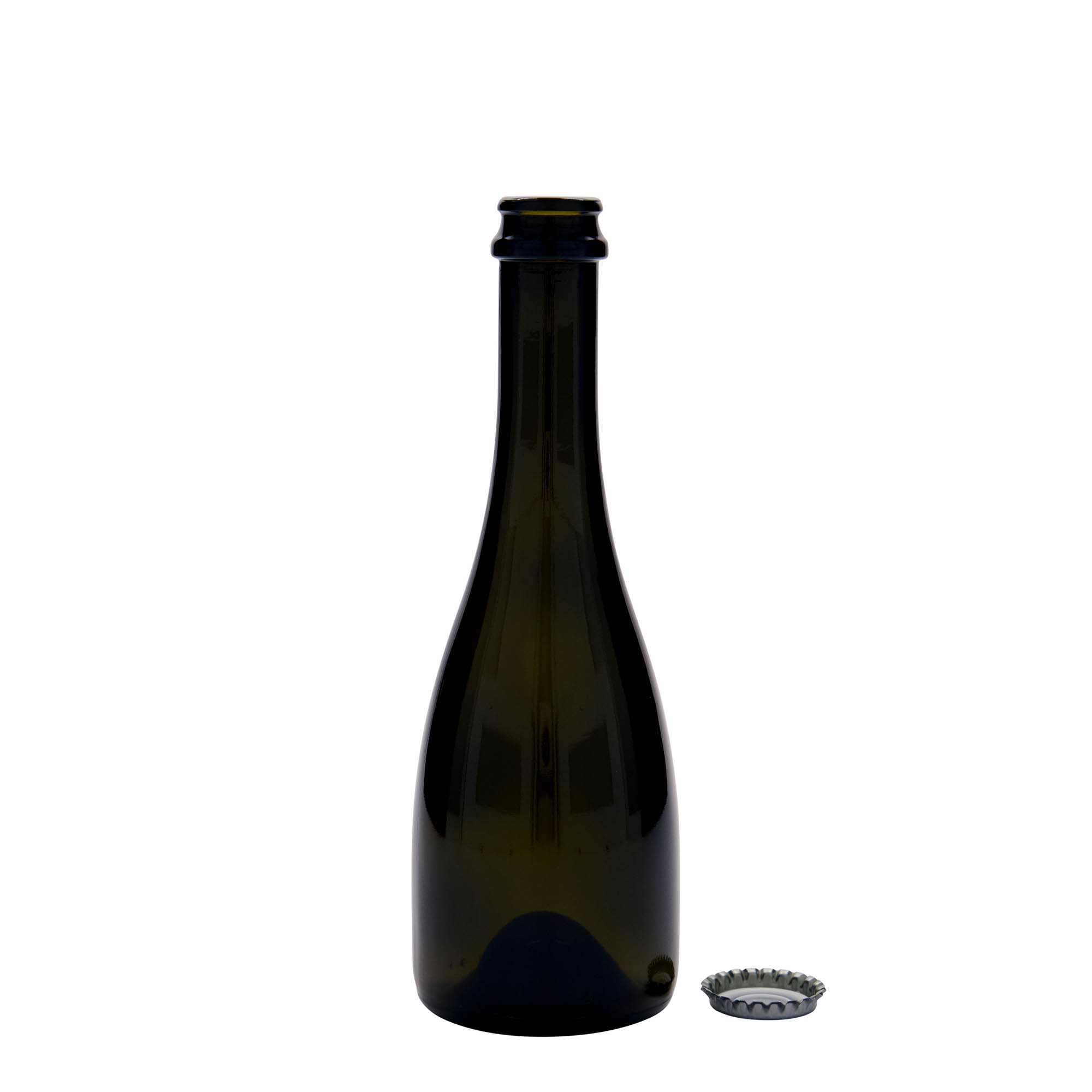 330 ml boca za pivo/šampanjac „Tosca“, staklo, antikno zelena, grlo: krunski čep