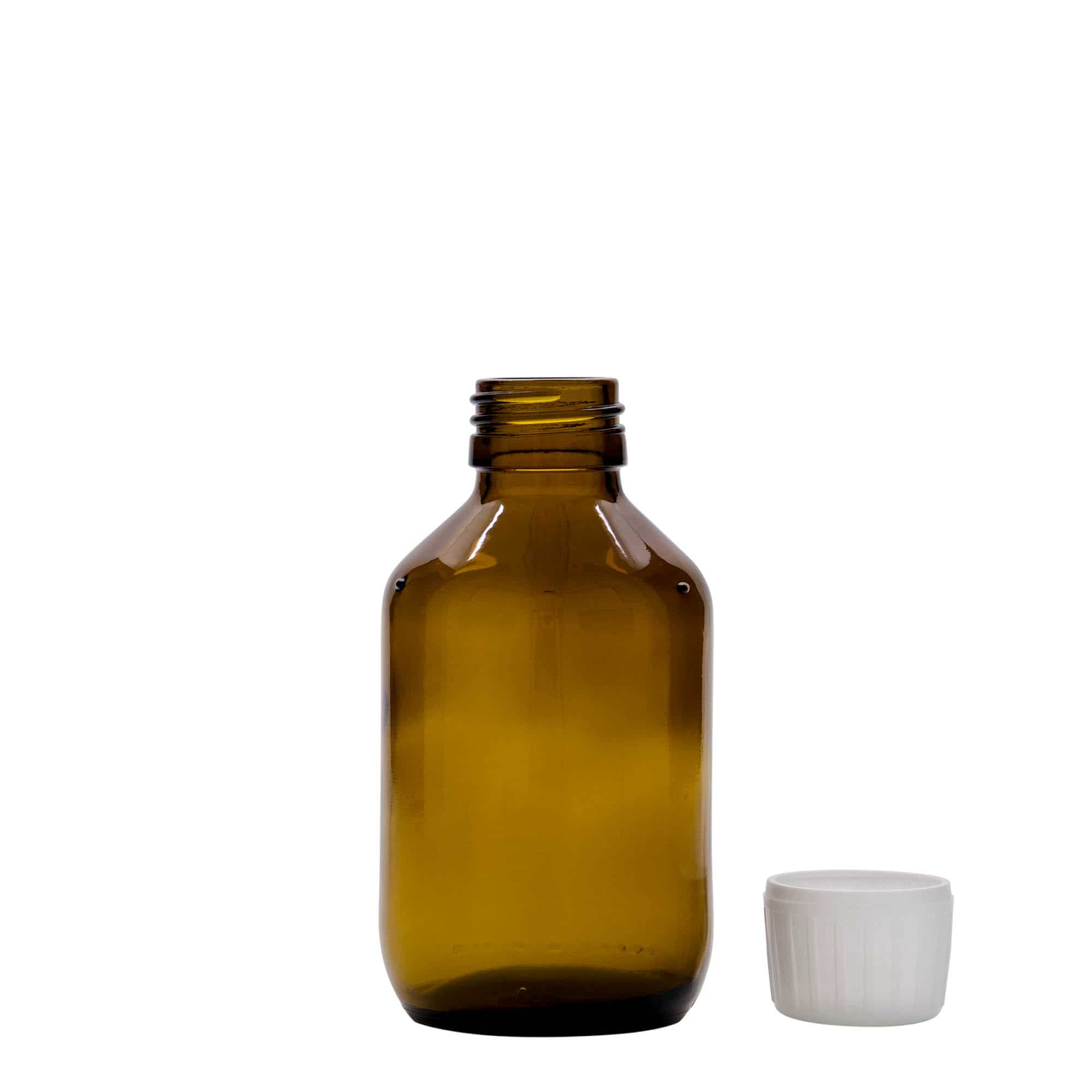 Medicinska flaša 150 ml, smeđa, staklo, otvor: PP 28