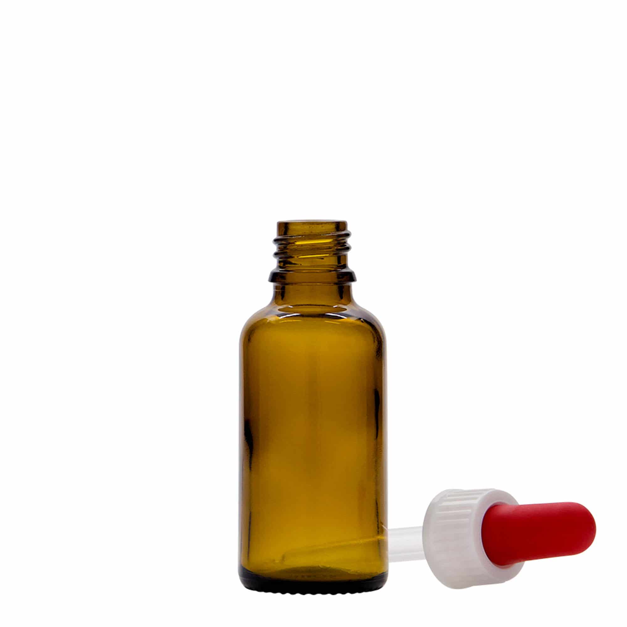 Medicinska flaša sa pipetom 30 ml, staklo, smeđa, otvor: DIN 18